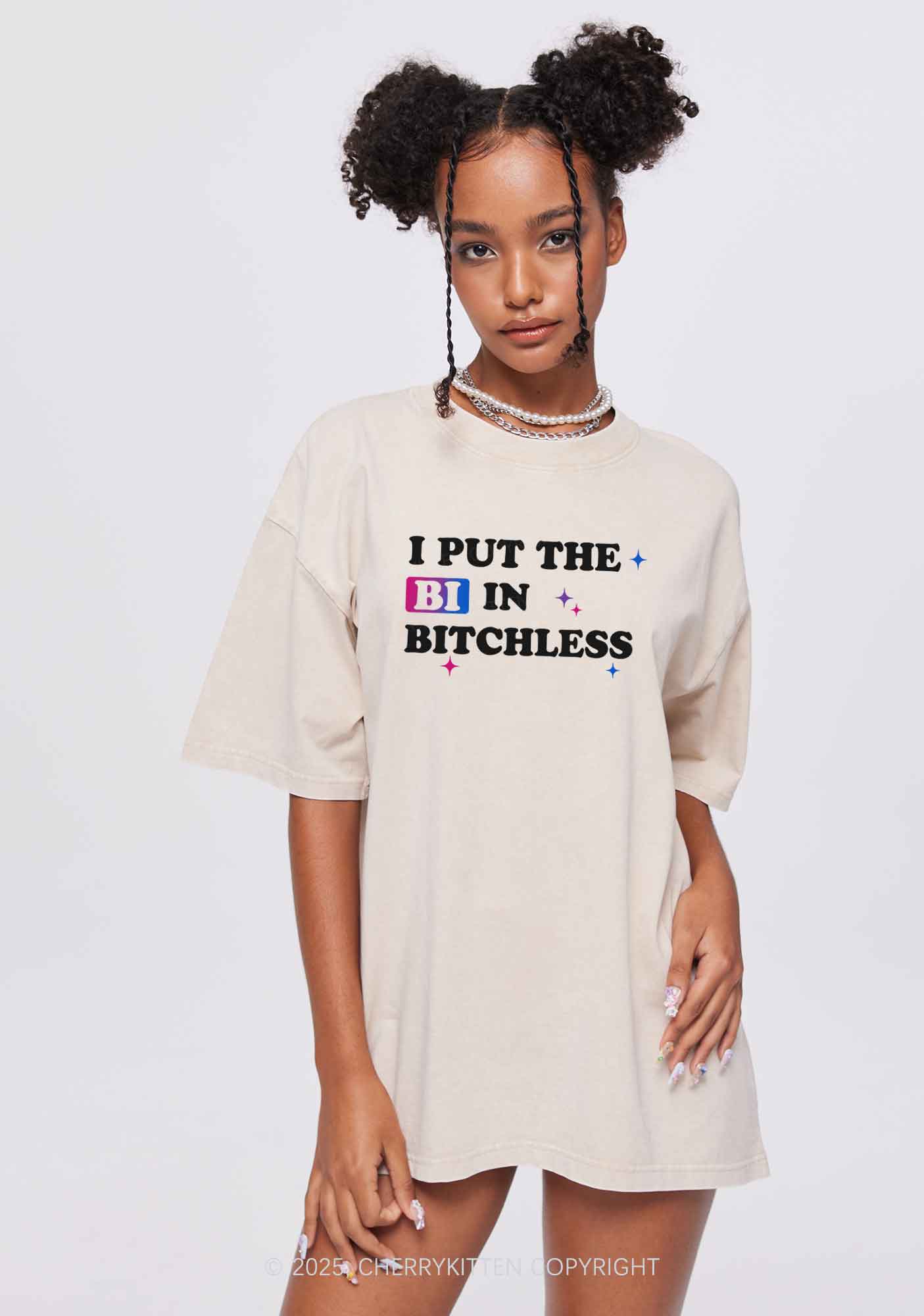Put BI In Bxxchless Pride Y2K Shirts Washed Tee Cherrykitten - Image 2