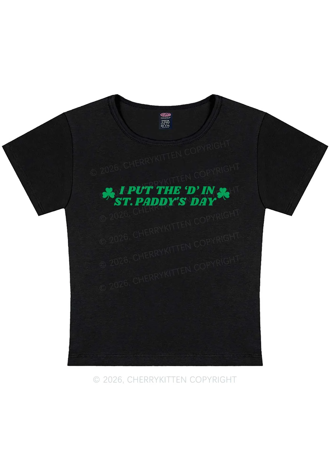Put D In ST Paddys Day St Patricks Y2K Baby Tee Cherrykitten - Image 3