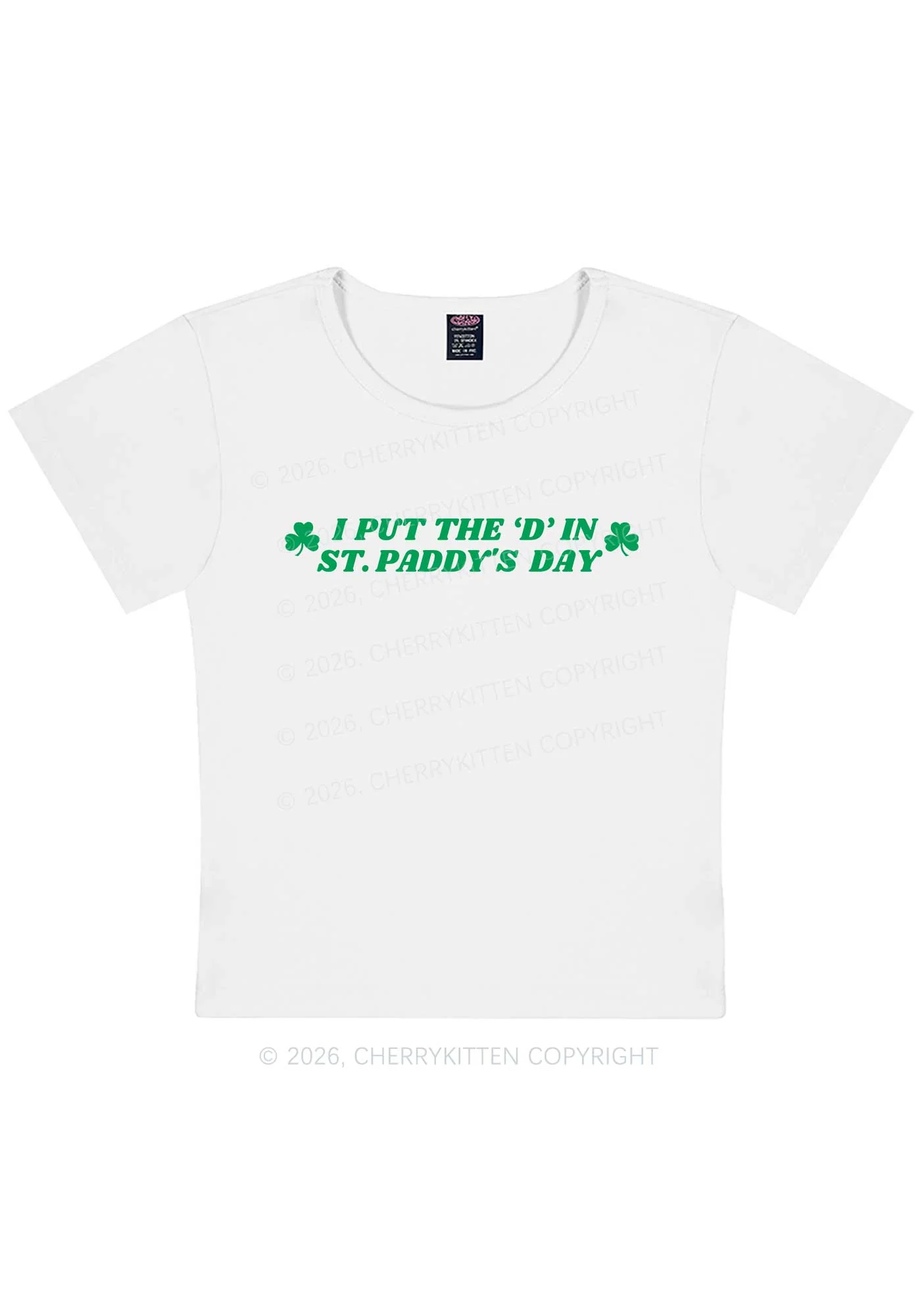 Put D In ST Paddys Day St Patricks Y2K Baby Tee Cherrykitten - Image 4