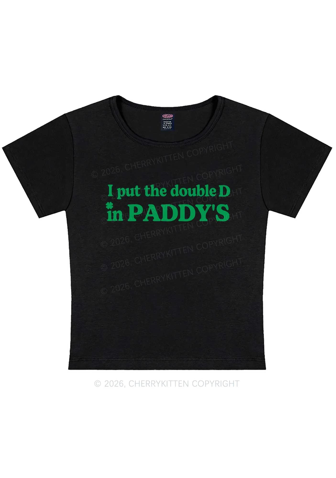 Put Double D In Paddys St Patricks Y2K Baby Tee Cherrykitten - Image 3