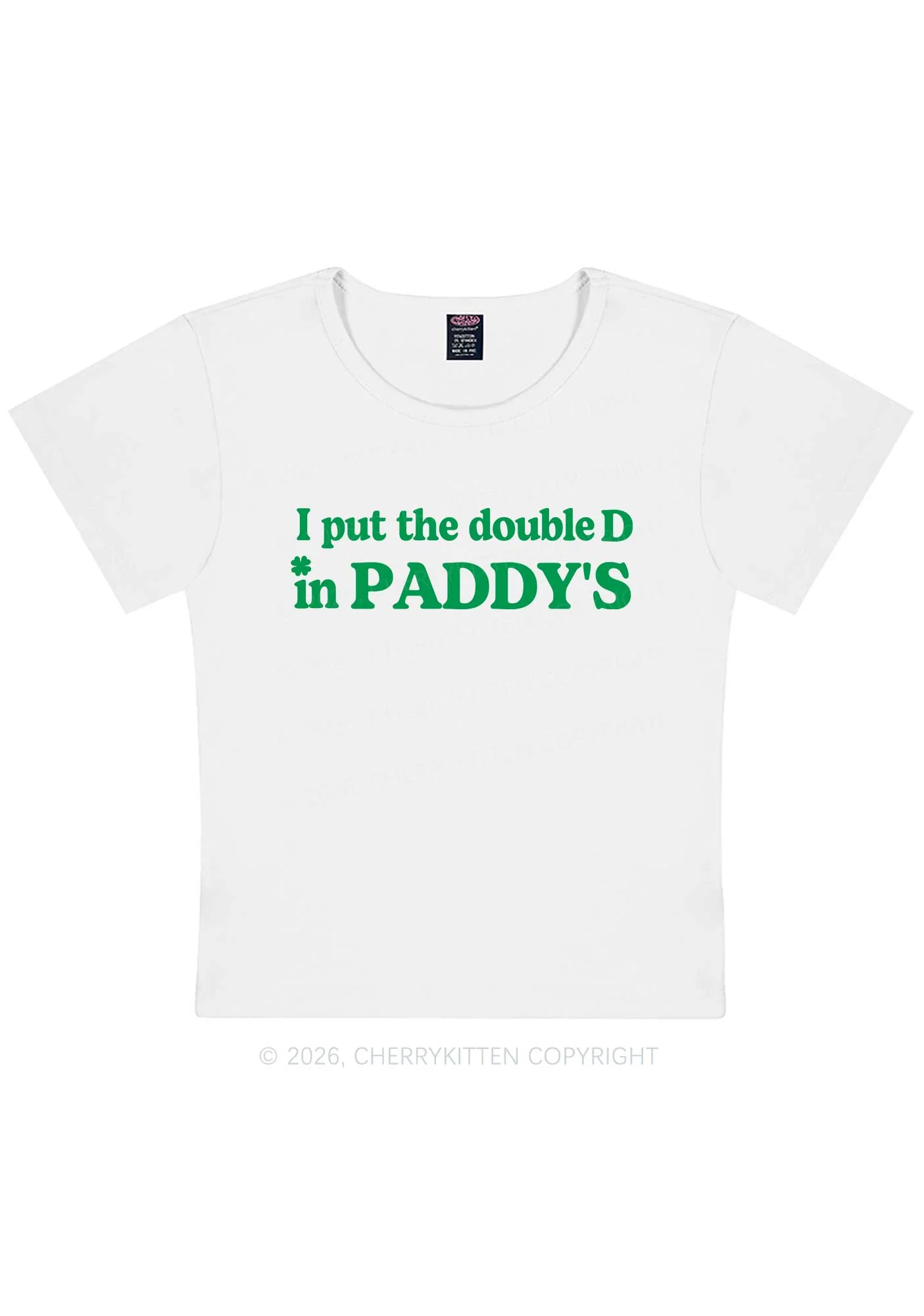 Put Double D In Paddys St Patricks Y2K Baby Tee Cherrykitten - Image 4