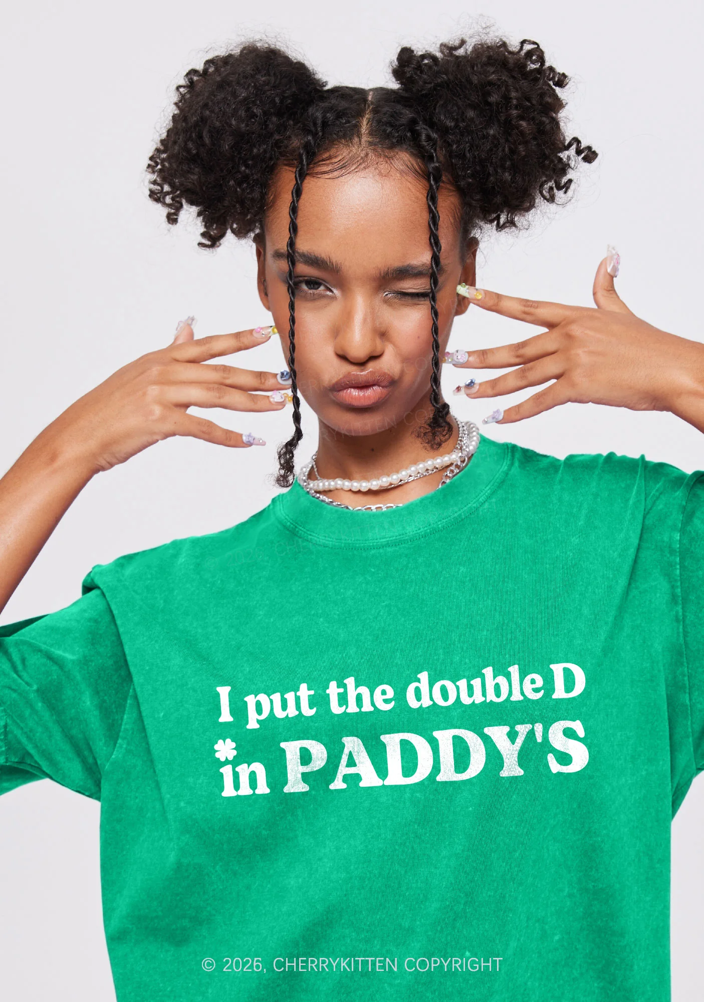 Put Double D In Paddys St Patricks Y2K Shirts Washed Tee Cherrykitten - Image 2
