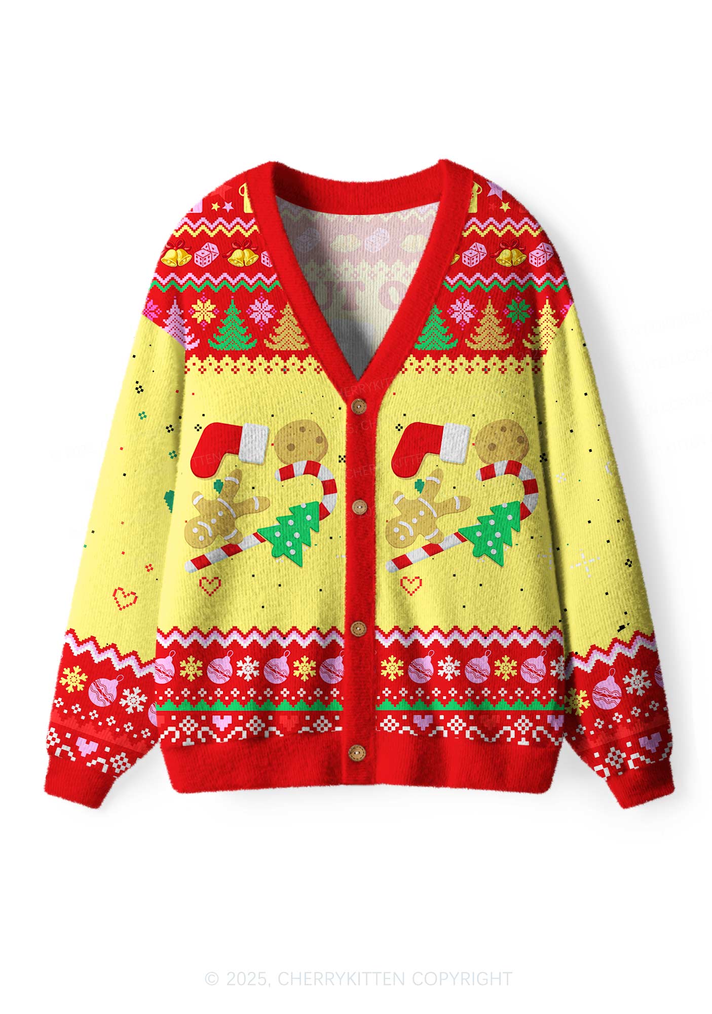 Put Out For Santa Y2K Christmas Cardigan Knit Sweatshirt Cherrykitten - Image 2