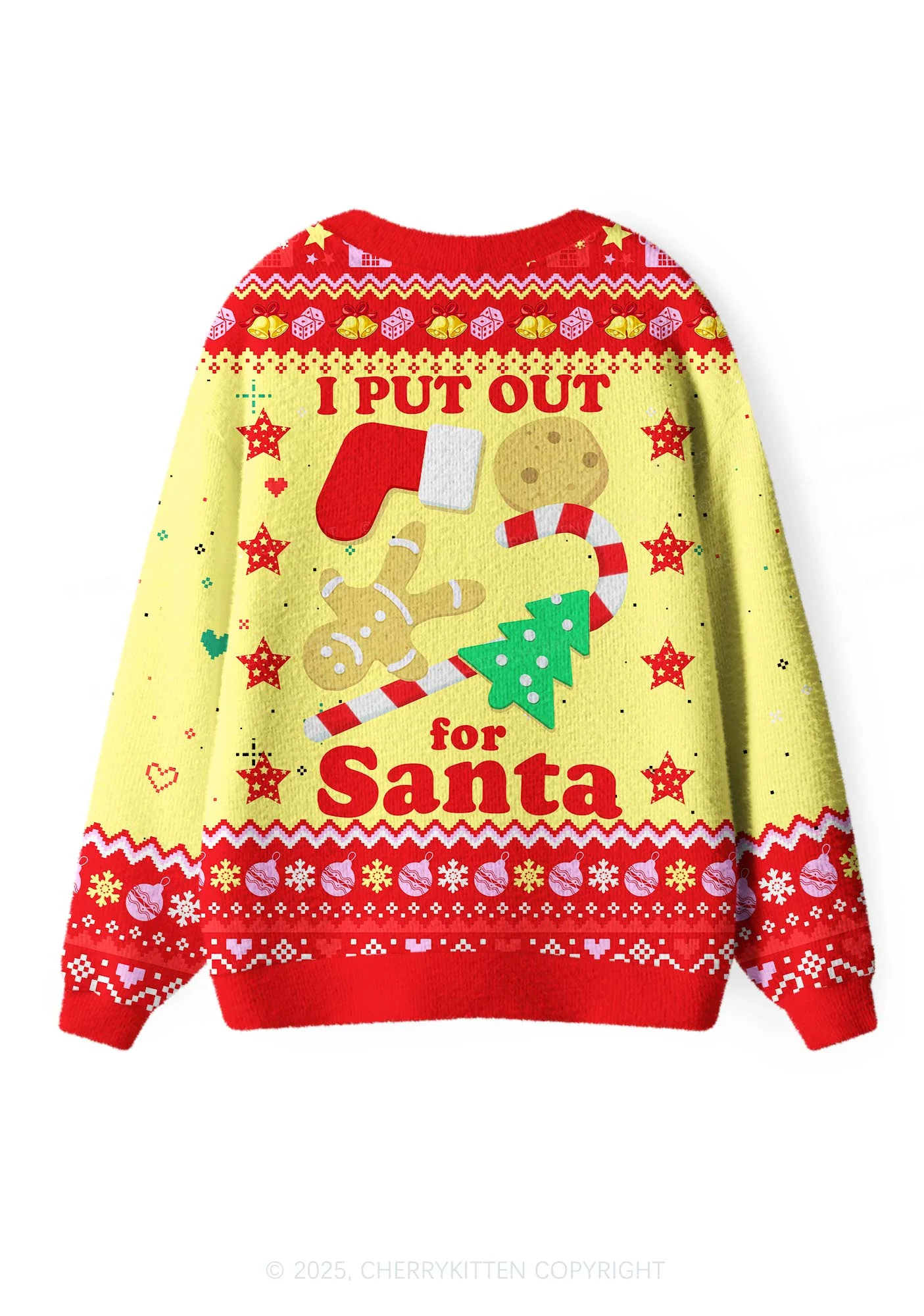 Put Out For Santa Y2K Christmas Cardigan Knit Sweatshirt Cherrykitten - Image 3