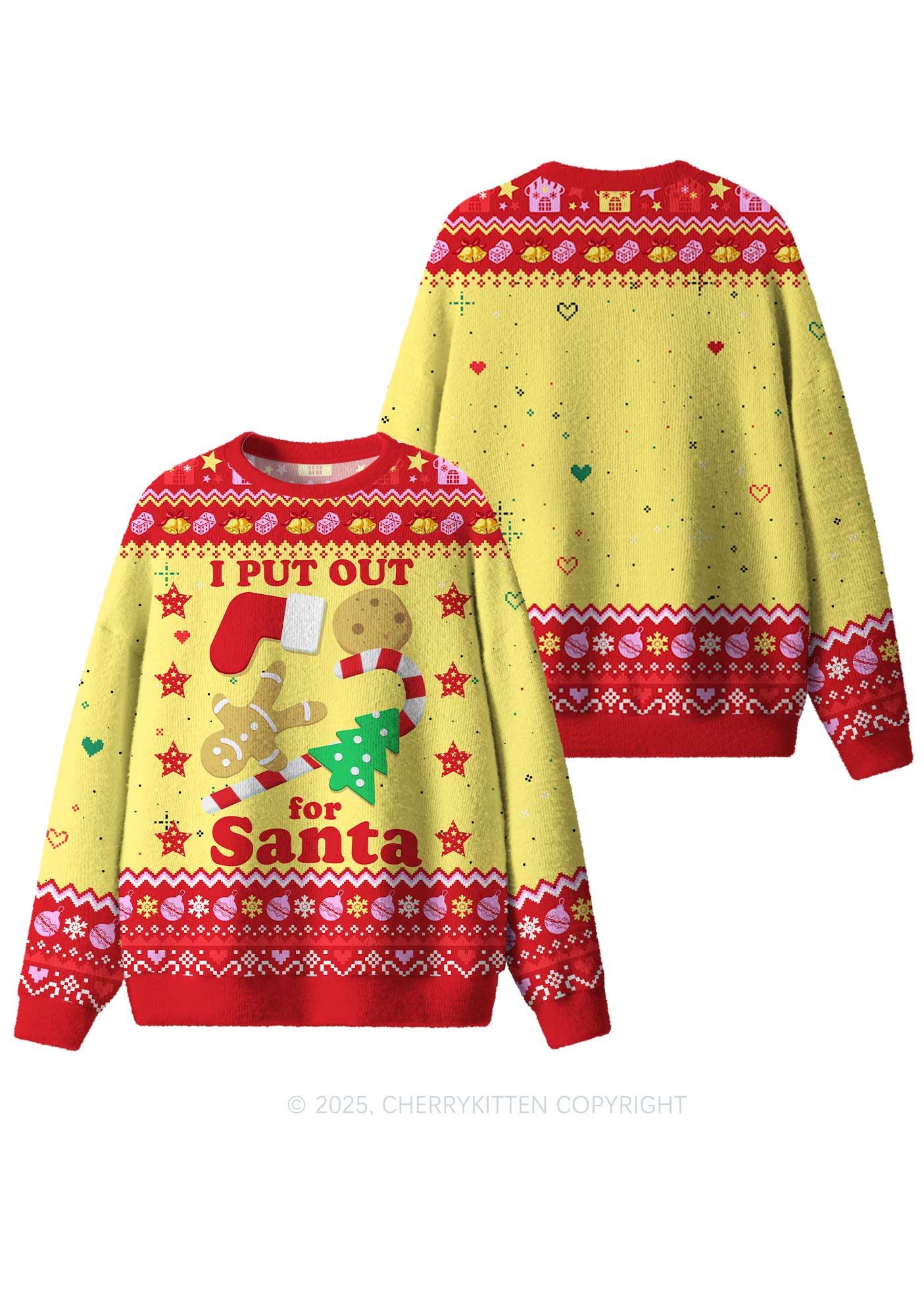 Put Out For Santa Y2K Christmas Knit Sweatshirt Cherrykitten - Image 3