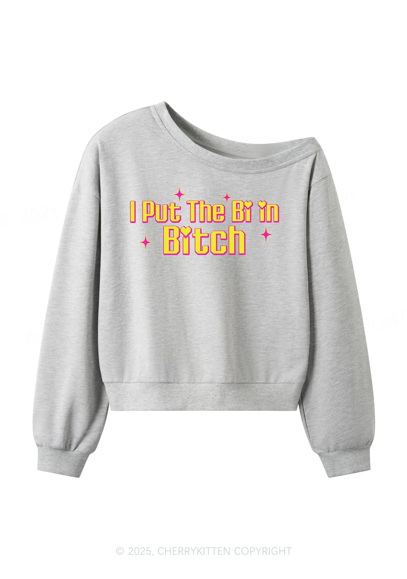 Put The Bi In Bxxch Y2K Off Shoulder Sweatshirts Cherrykitten - Image 3