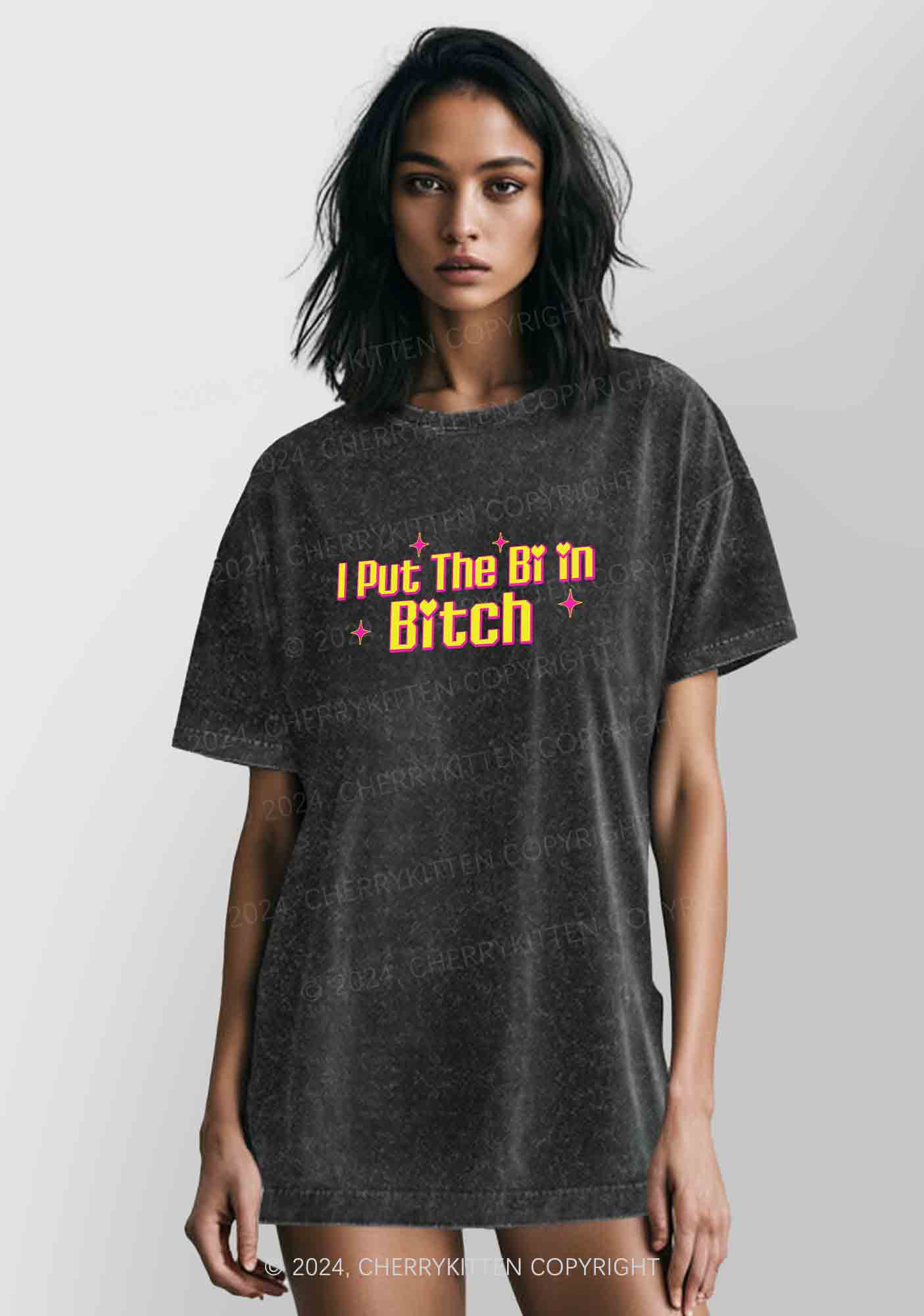 Put The Bi In Bxxch Y2K Washed Tee Cherrykitten - Image 2