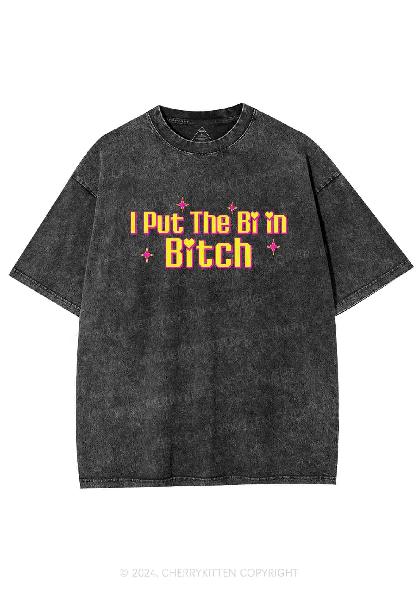 Put The Bi In Bxxch Y2K Washed Tee Cherrykitten - Image 3