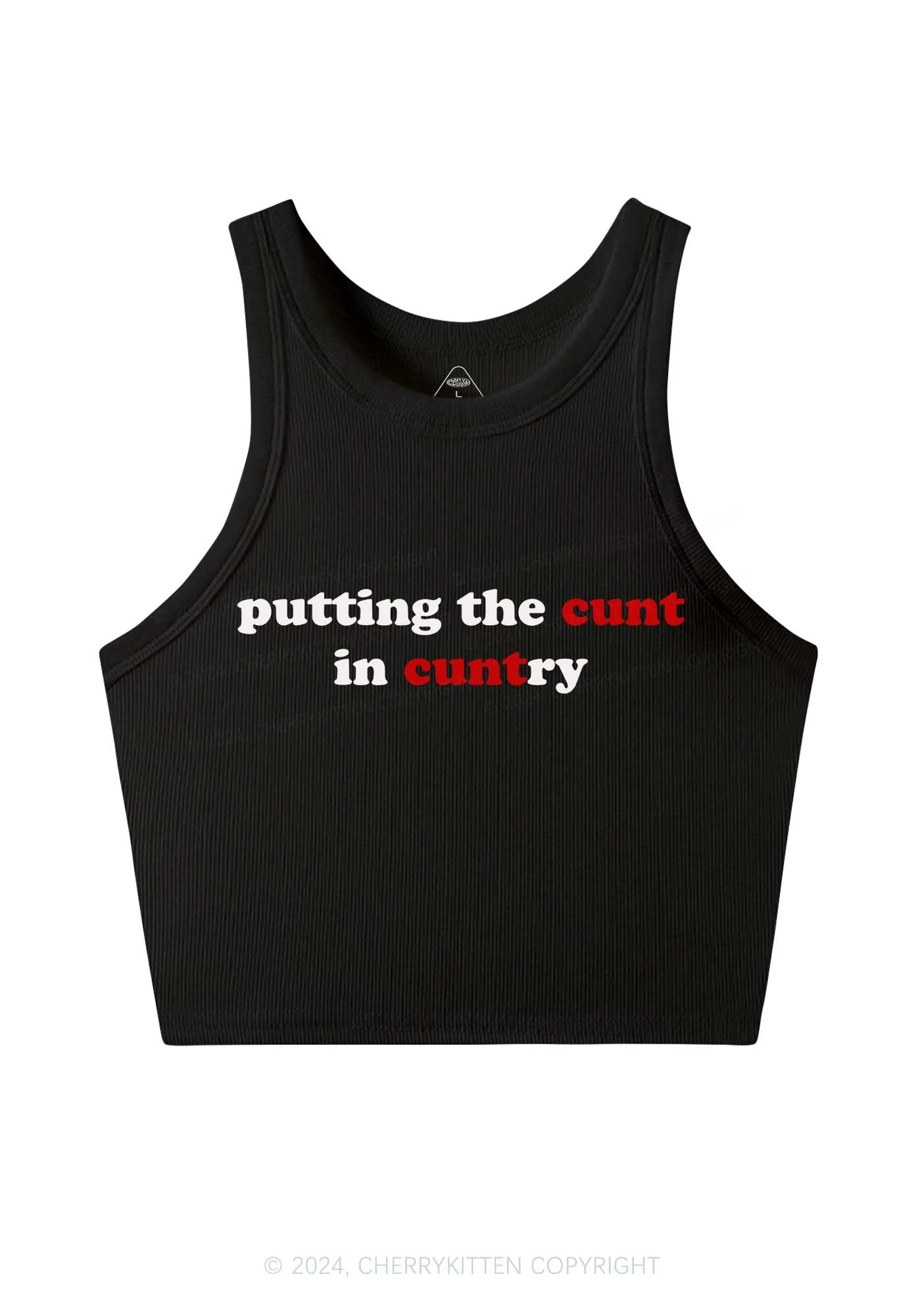 Putting Cxxt In Cuntry Y2K Crop Tank Top Cherrykitten - Image 3