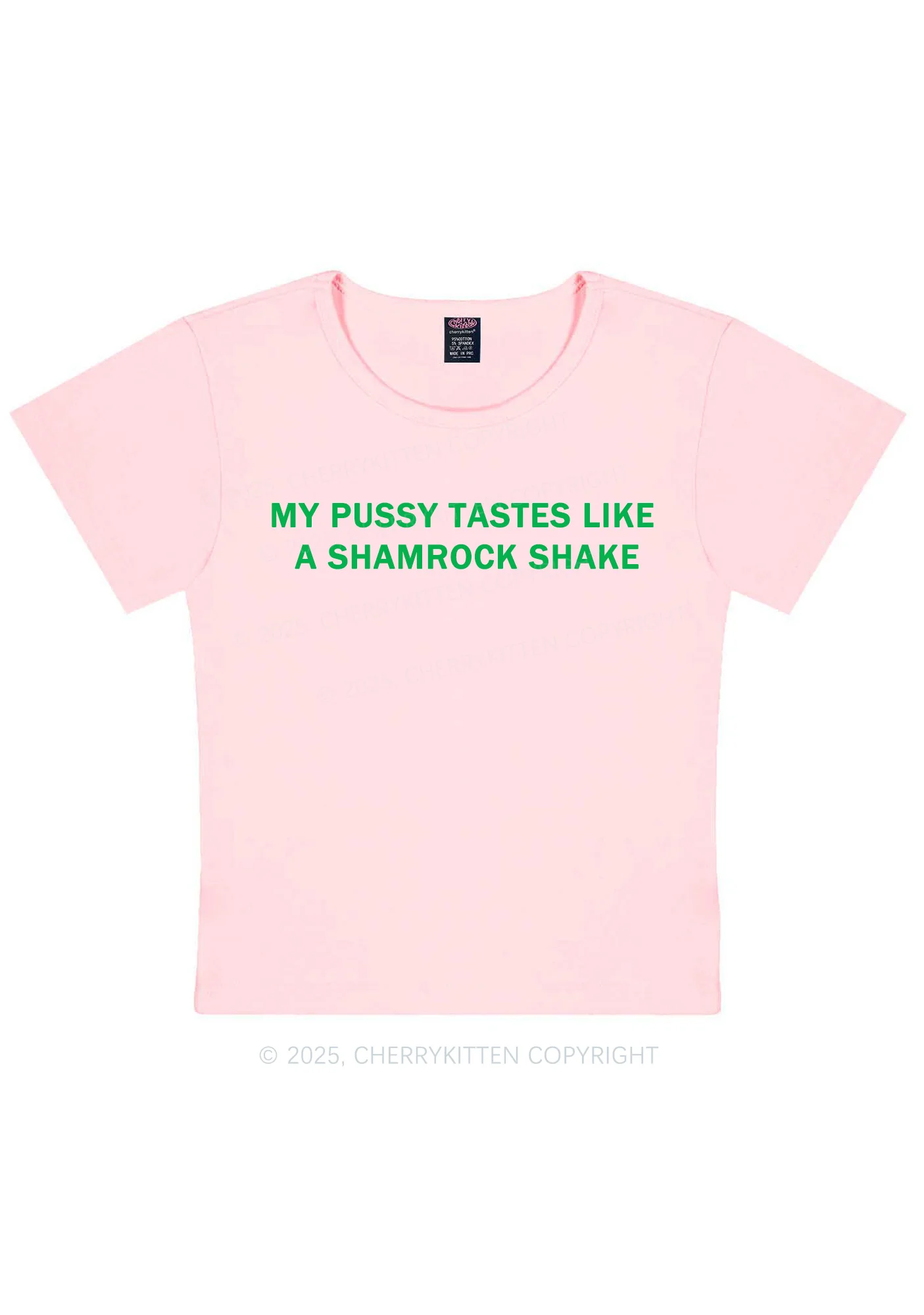 Puxxy Tastes Like Shamrock Shake St Patricks Y2K Baby Tee Cherrykitten - Image 11