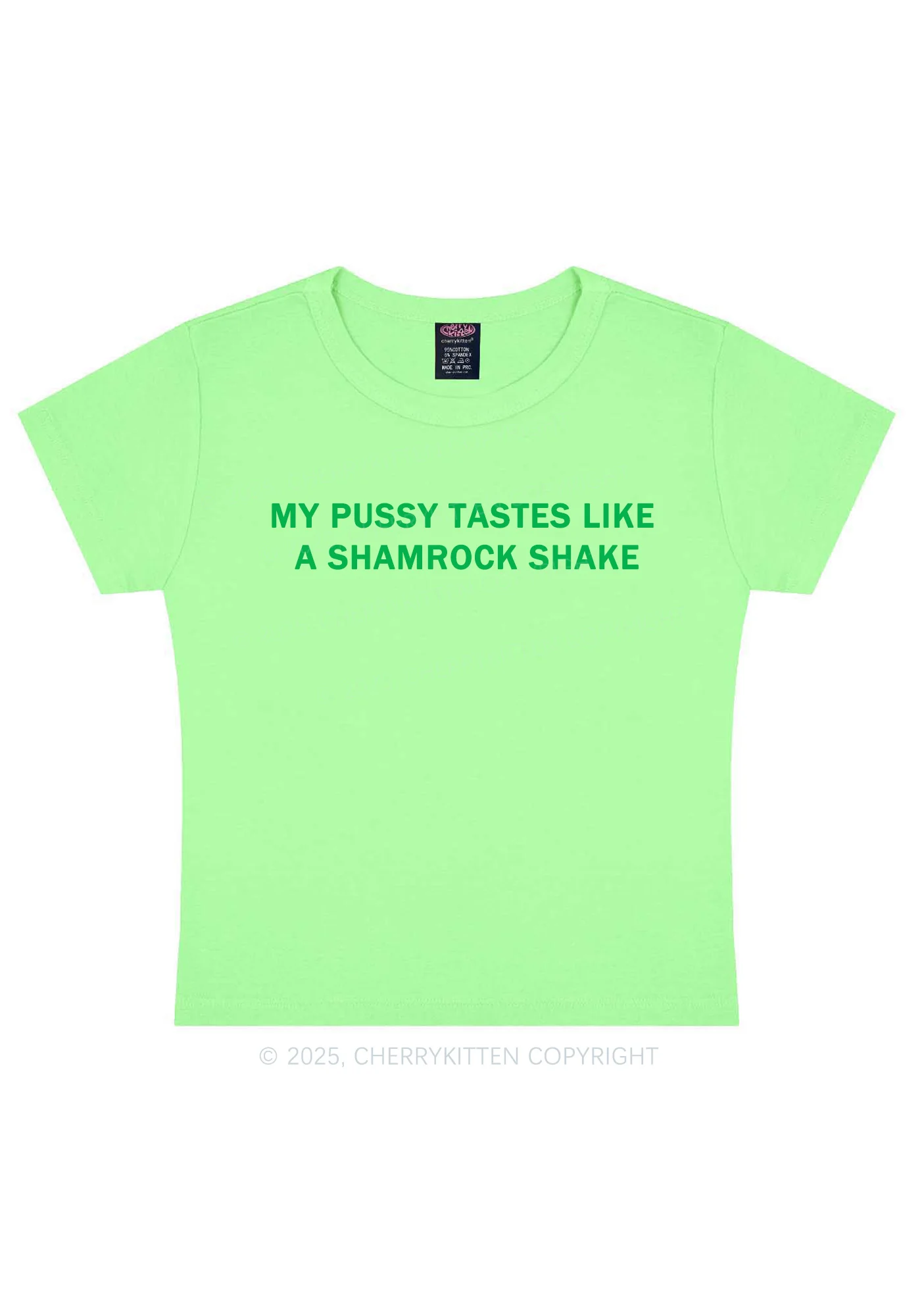 Puxxy Tastes Like Shamrock Shake St Patricks Y2K Baby Tee Cherrykitten - Image 12