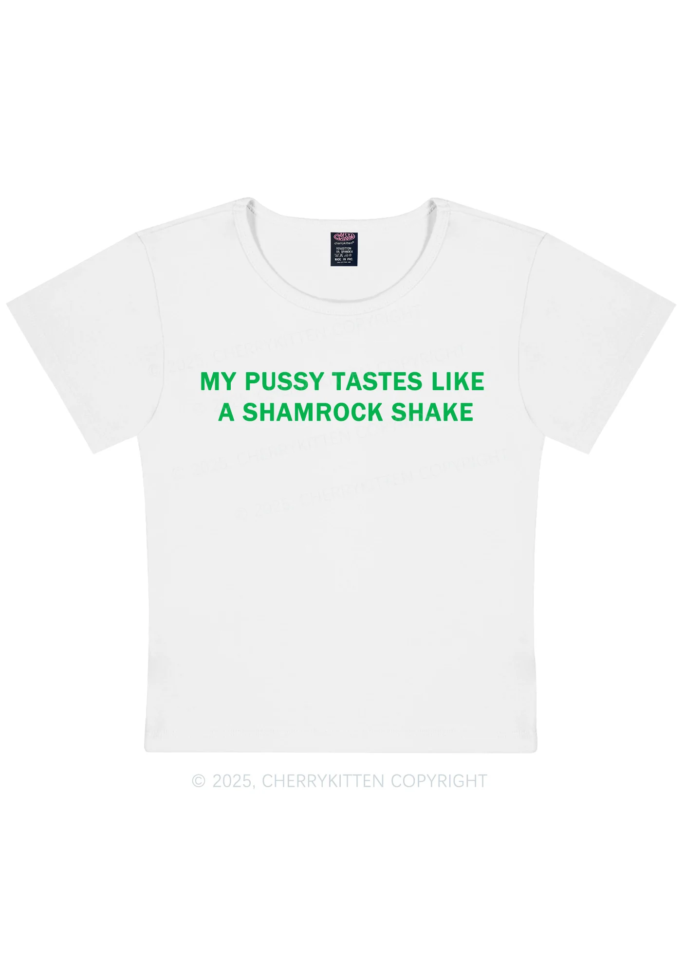 Puxxy Tastes Like Shamrock Shake St Patricks Y2K Baby Tee Cherrykitten - Image 4