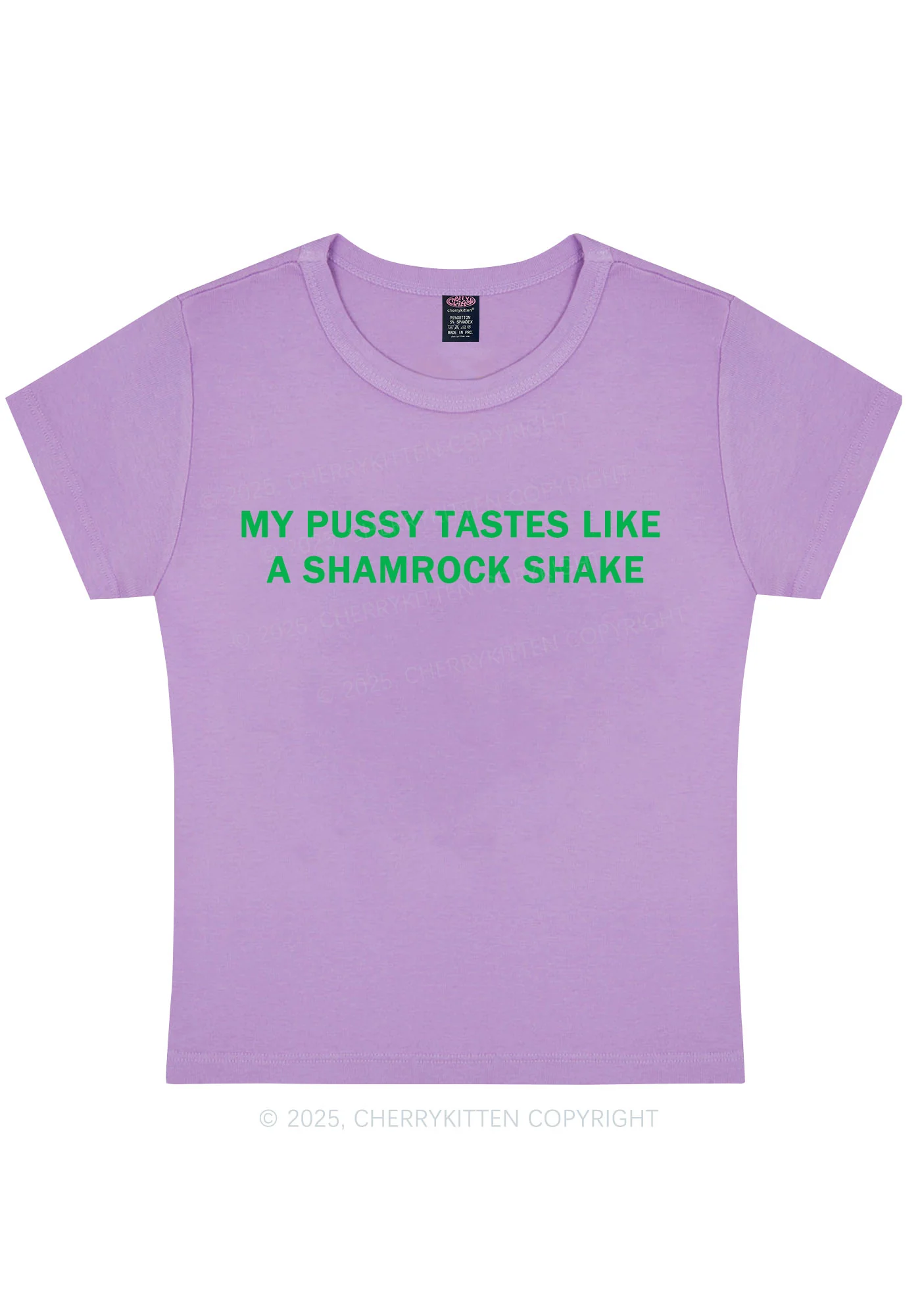 Puxxy Tastes Like Shamrock Shake St Patricks Y2K Baby Tee Cherrykitten - Image 6