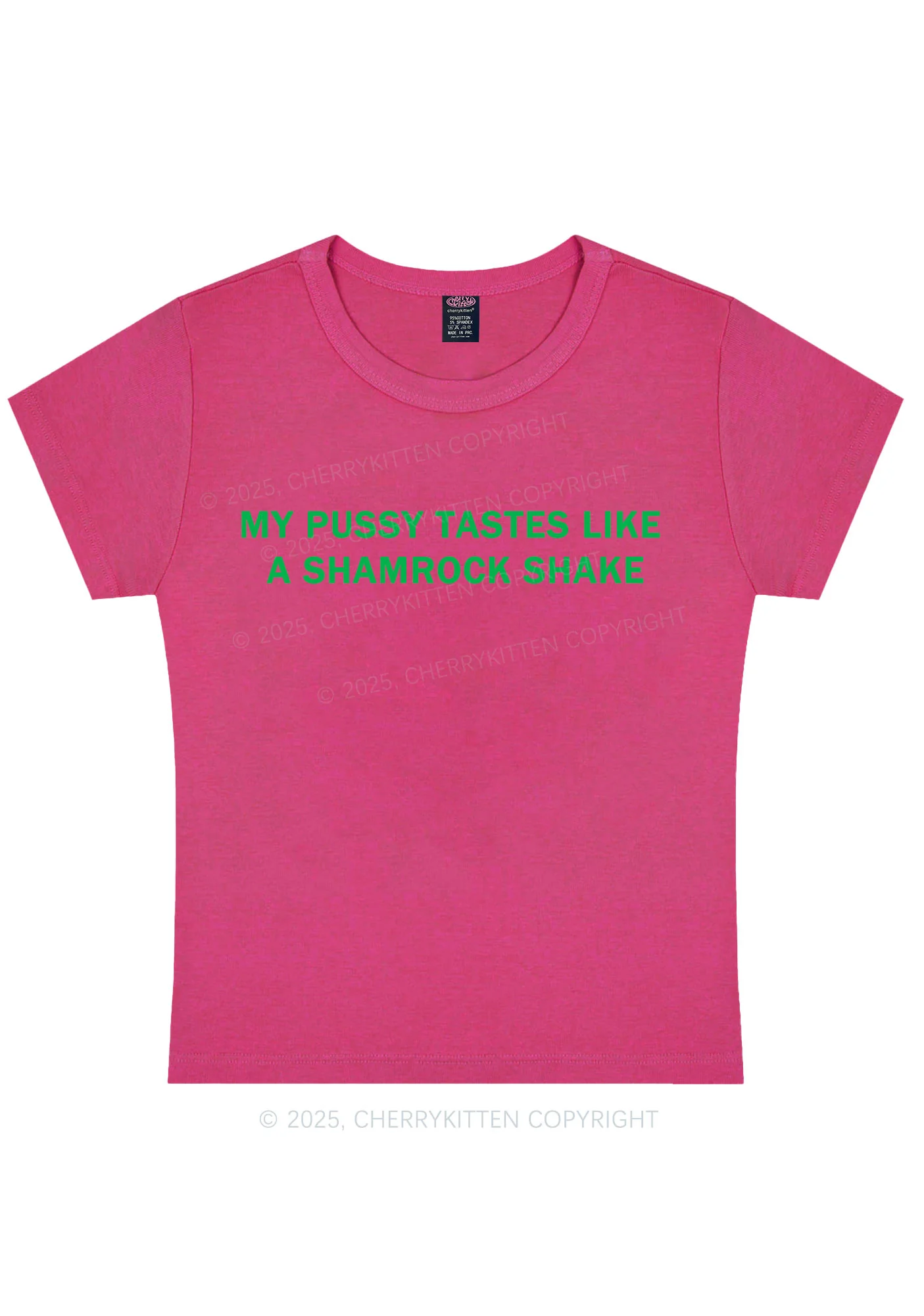 Puxxy Tastes Like Shamrock Shake St Patricks Y2K Baby Tee Cherrykitten - Image 7