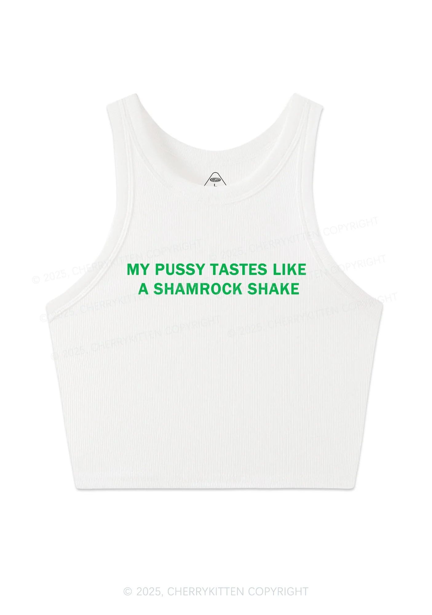 Puxxy Tastes Like Shamrock Shake St Patricks Y2K Crop Tank Top Cherrykitten - Image 4