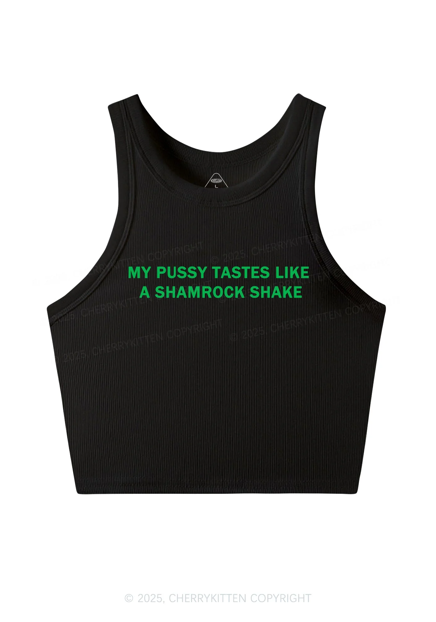 Puxxy Tastes Like Shamrock Shake St Patricks Y2K Crop Tank Top Cherrykitten - Image 5