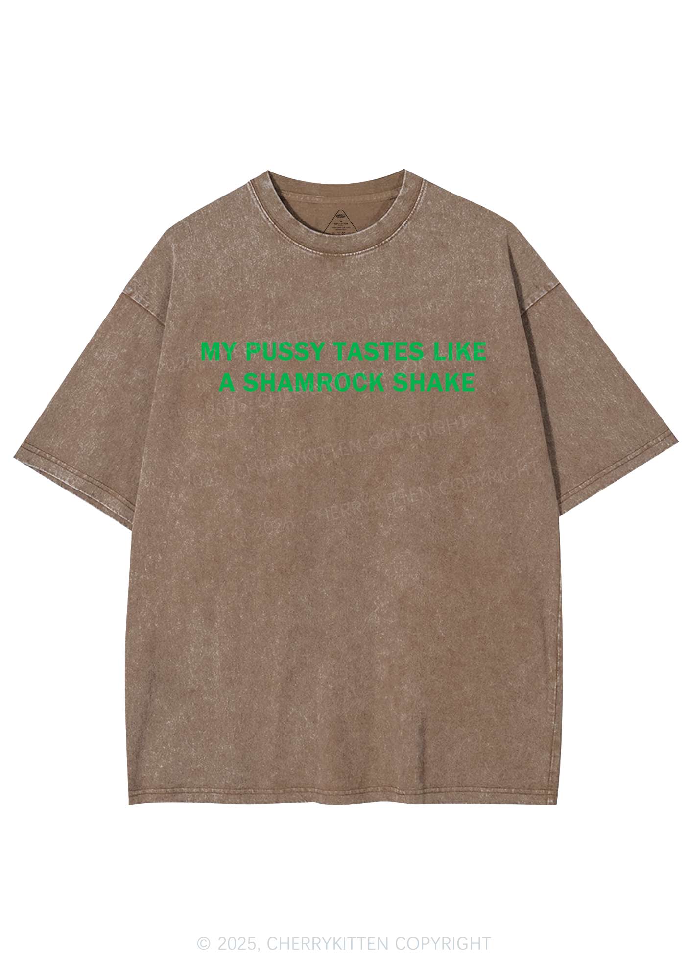 Puxxy Tastes Like Shamrock Shake St Patricks Y2K Shirts Washed Tee Cherrykitten - Image 7