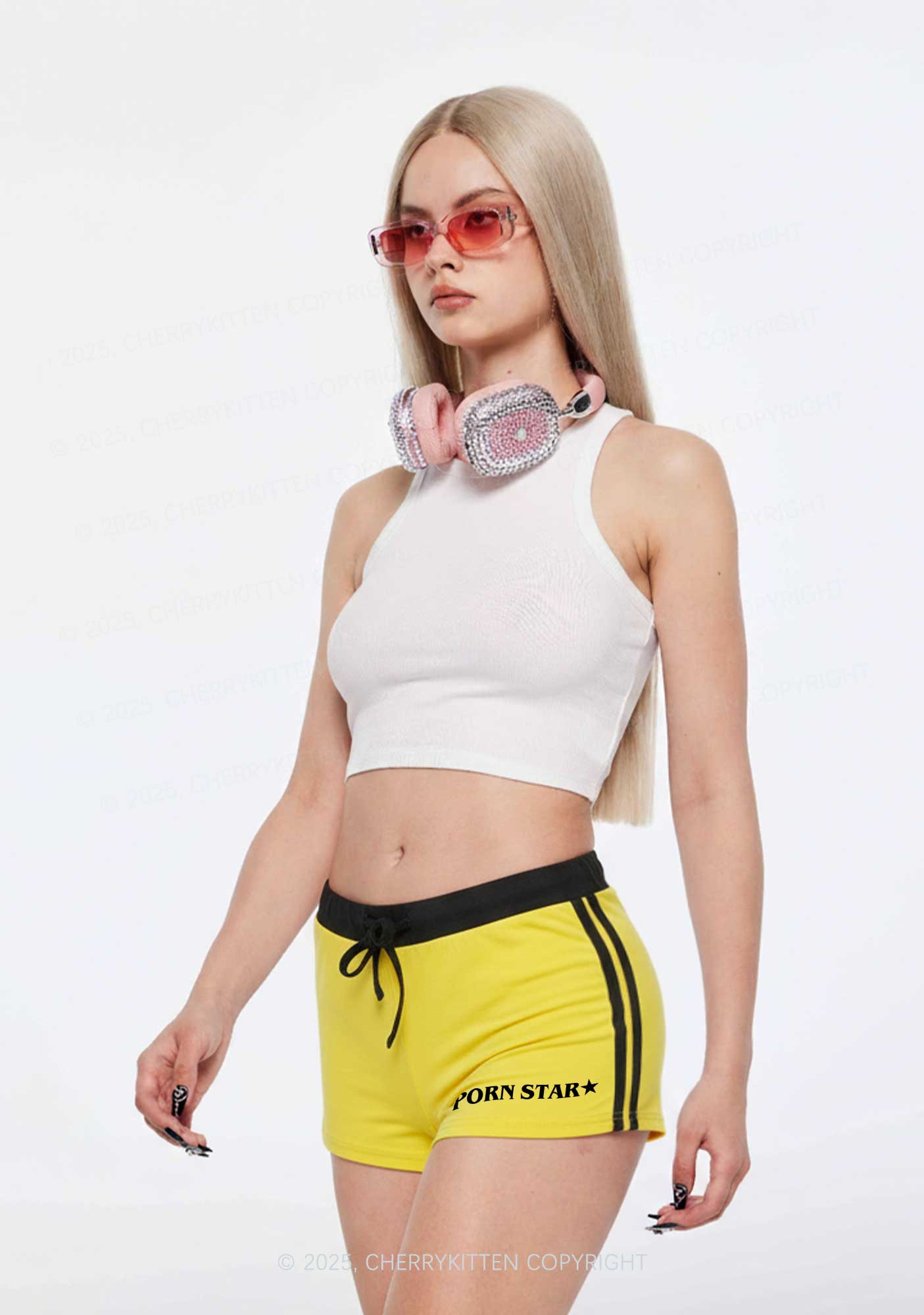 Pxrn Star Y2K Drawstring Mini Shorts Cherrykitten - Image 2