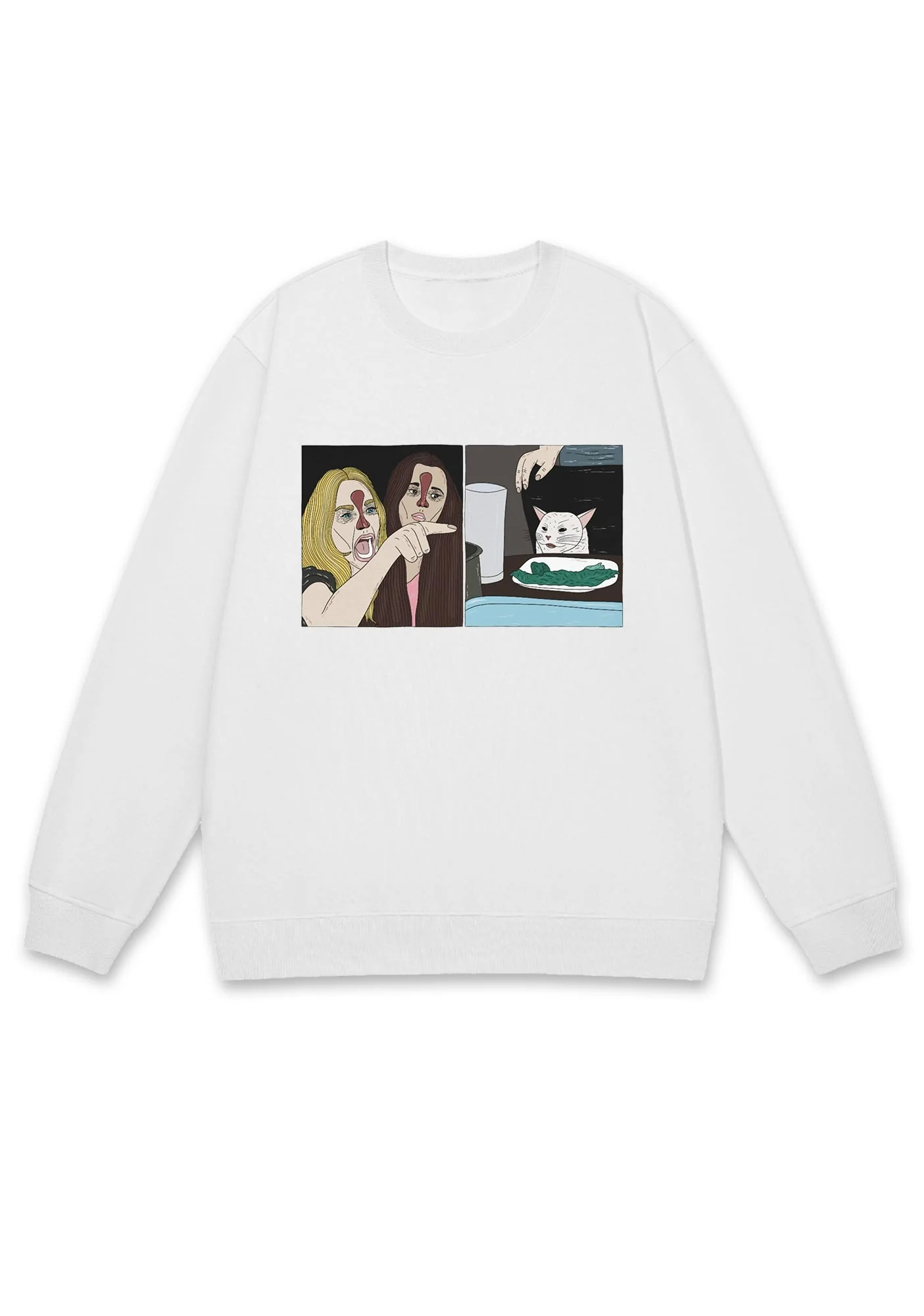 Quarreling Girls And White Cat Y2K Sweatshirt - Image 3