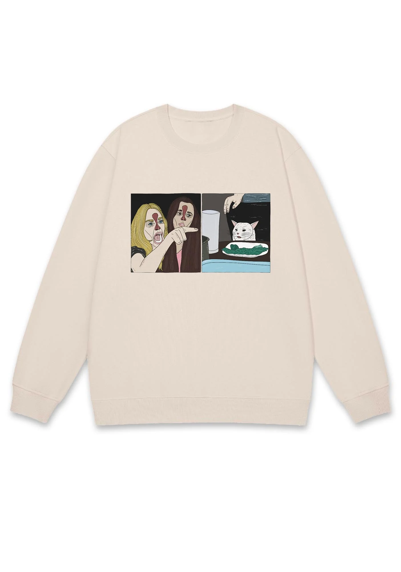 Quarreling Girls And White Cat Y2K Sweatshirt - Image 4