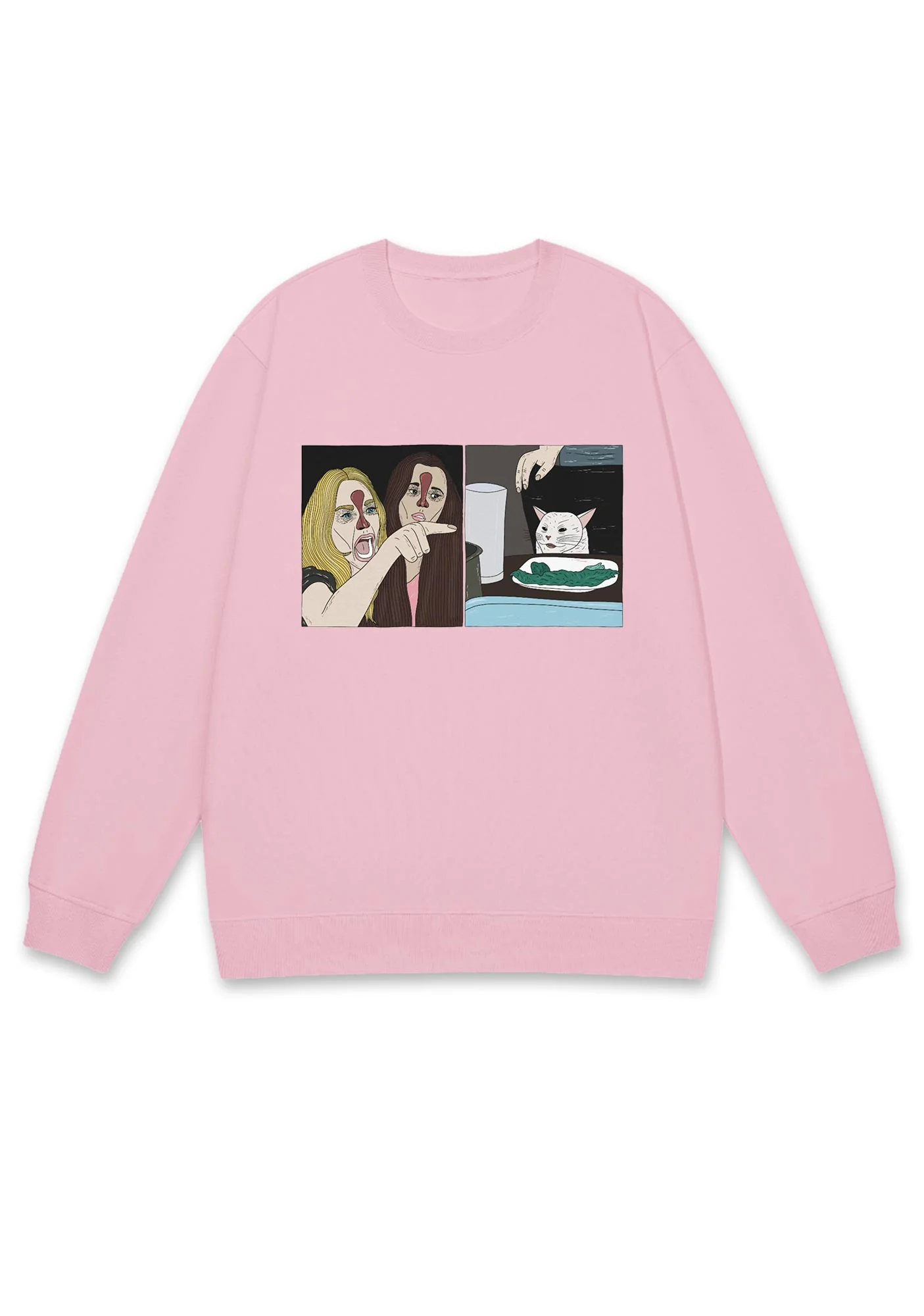 Quarreling Girls And White Cat Y2K Sweatshirt - Image 5