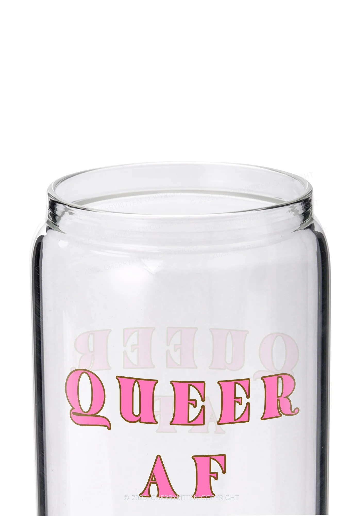 Queer AF Pride Y2K Printed Glass Cup Cherrykitten - Image 2
