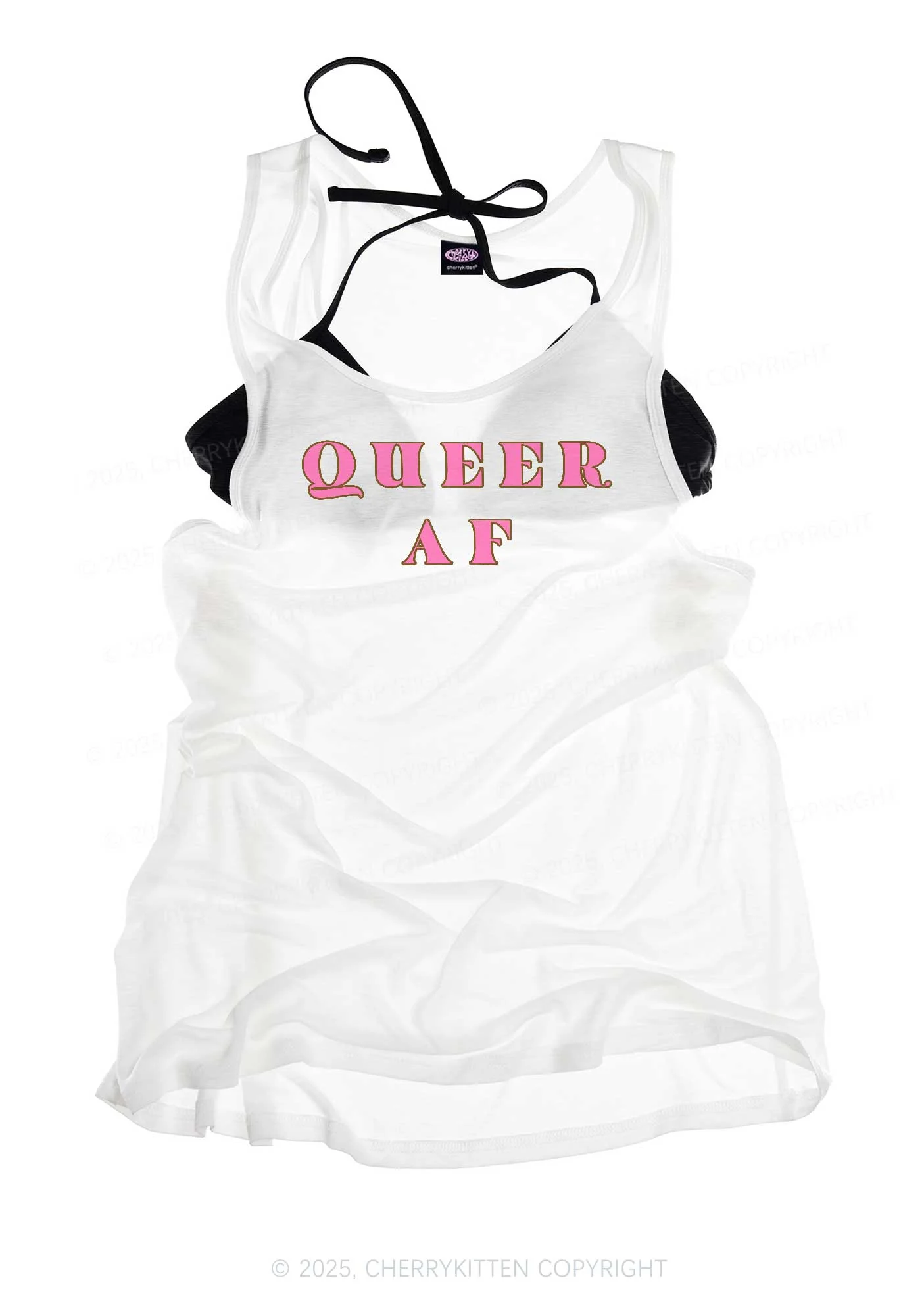 Queer AF Pride Y2K Sheer Boyfriend Tank Cherrykitten - Image 3