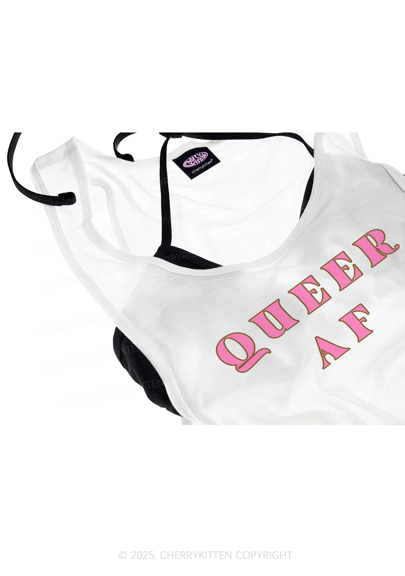 Queer AF Pride Y2K Sheer Boyfriend Tank Cherrykitten - Image 4