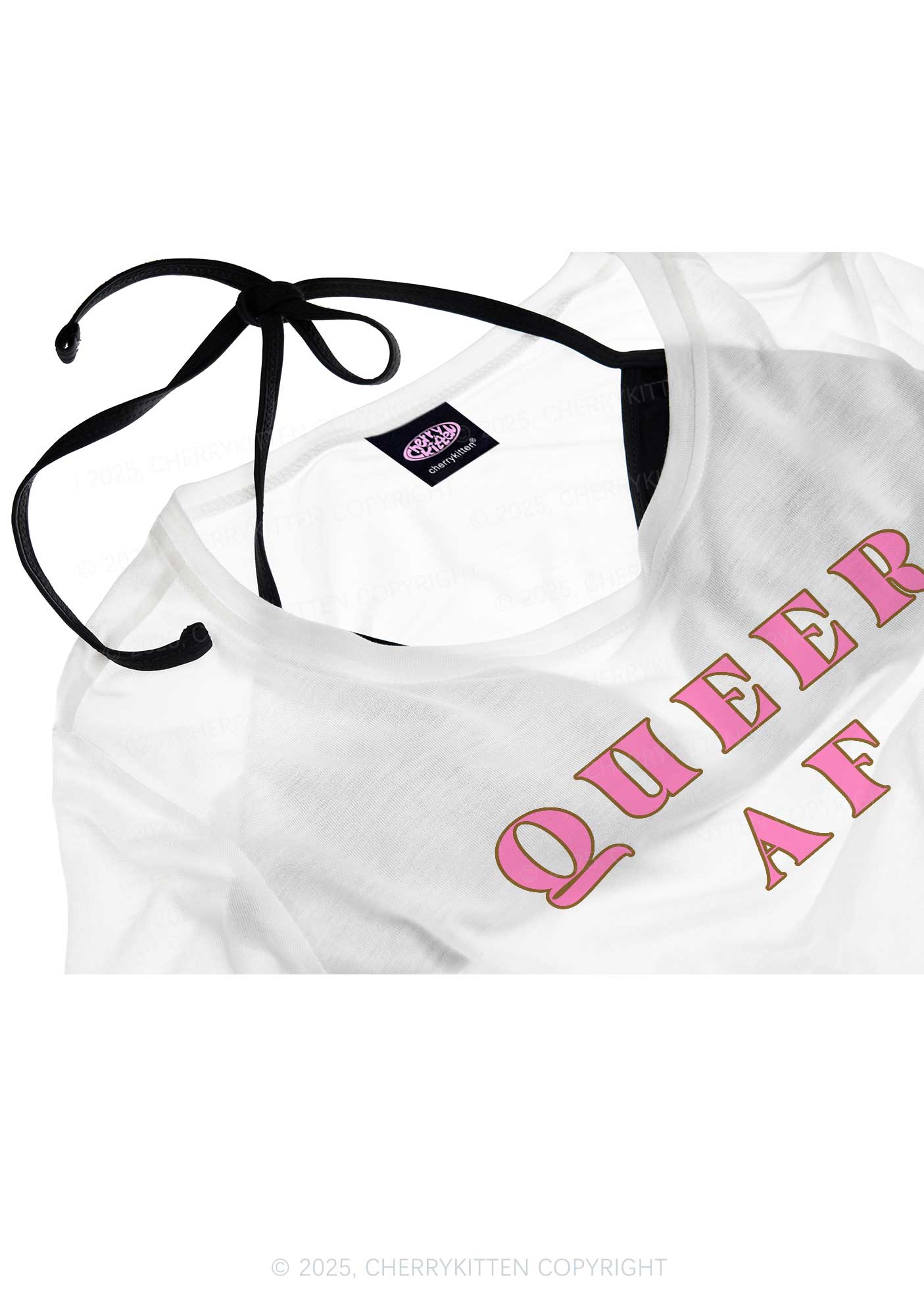 Queer AF Pride Y2K Sheer Crop Tee Cherrykitten - Image 4