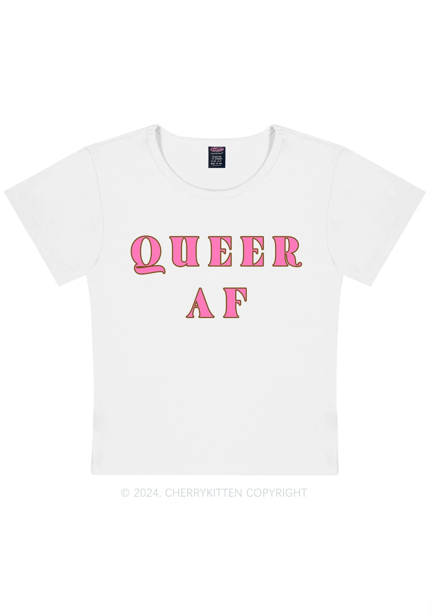 Queer AF Y2K Baby Tee Cherrykitten - Image 5