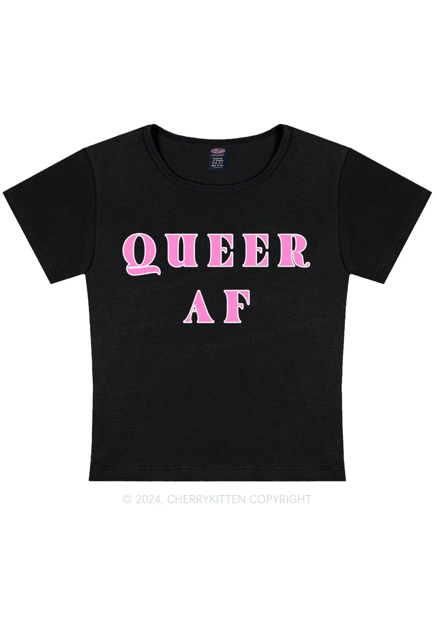 Queer AF Y2K Baby Tee Cherrykitten - Image 6