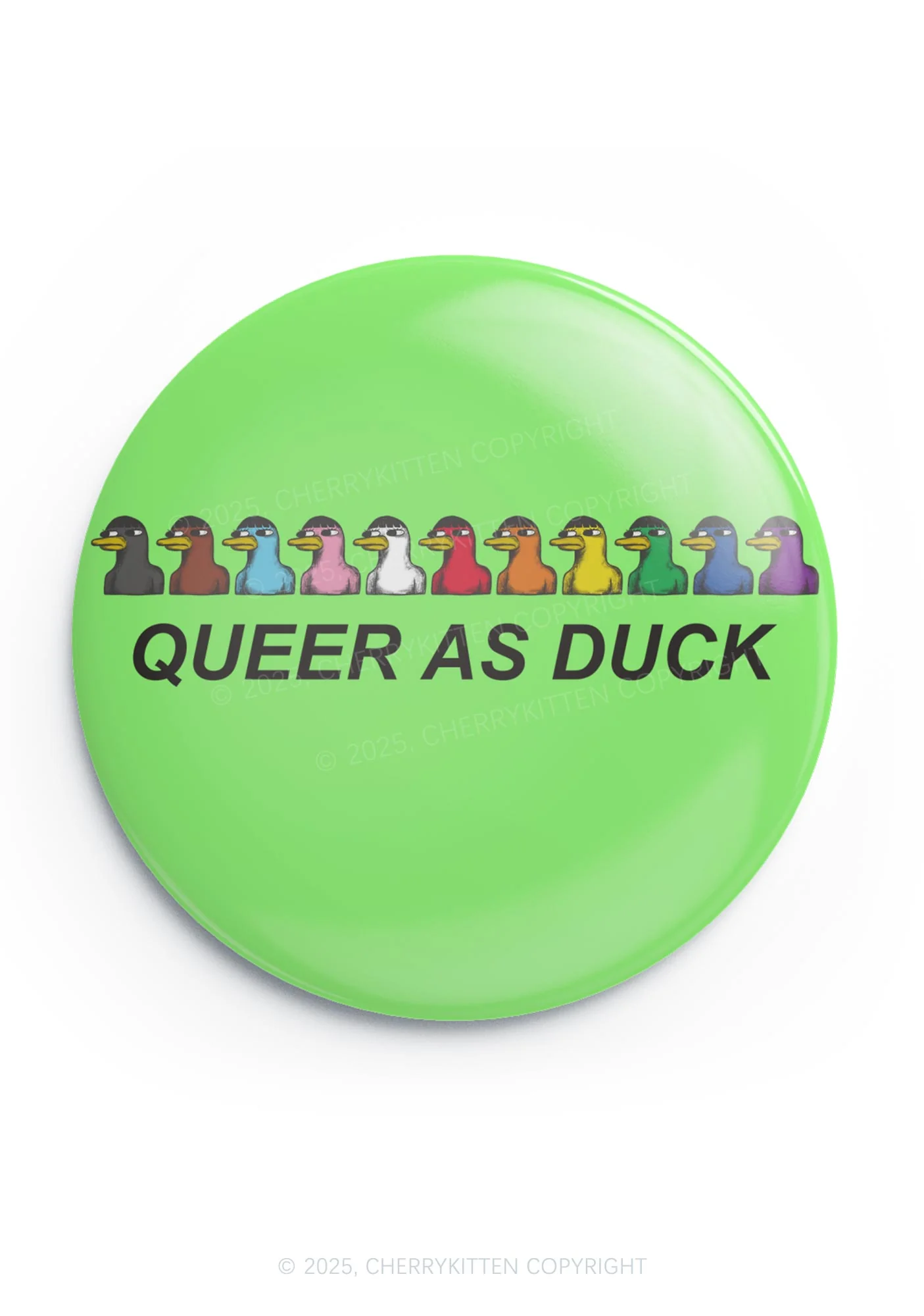 Queer As Duck Pride 1Pc Y2K Pin Badge Cherrykitten - Image 3
