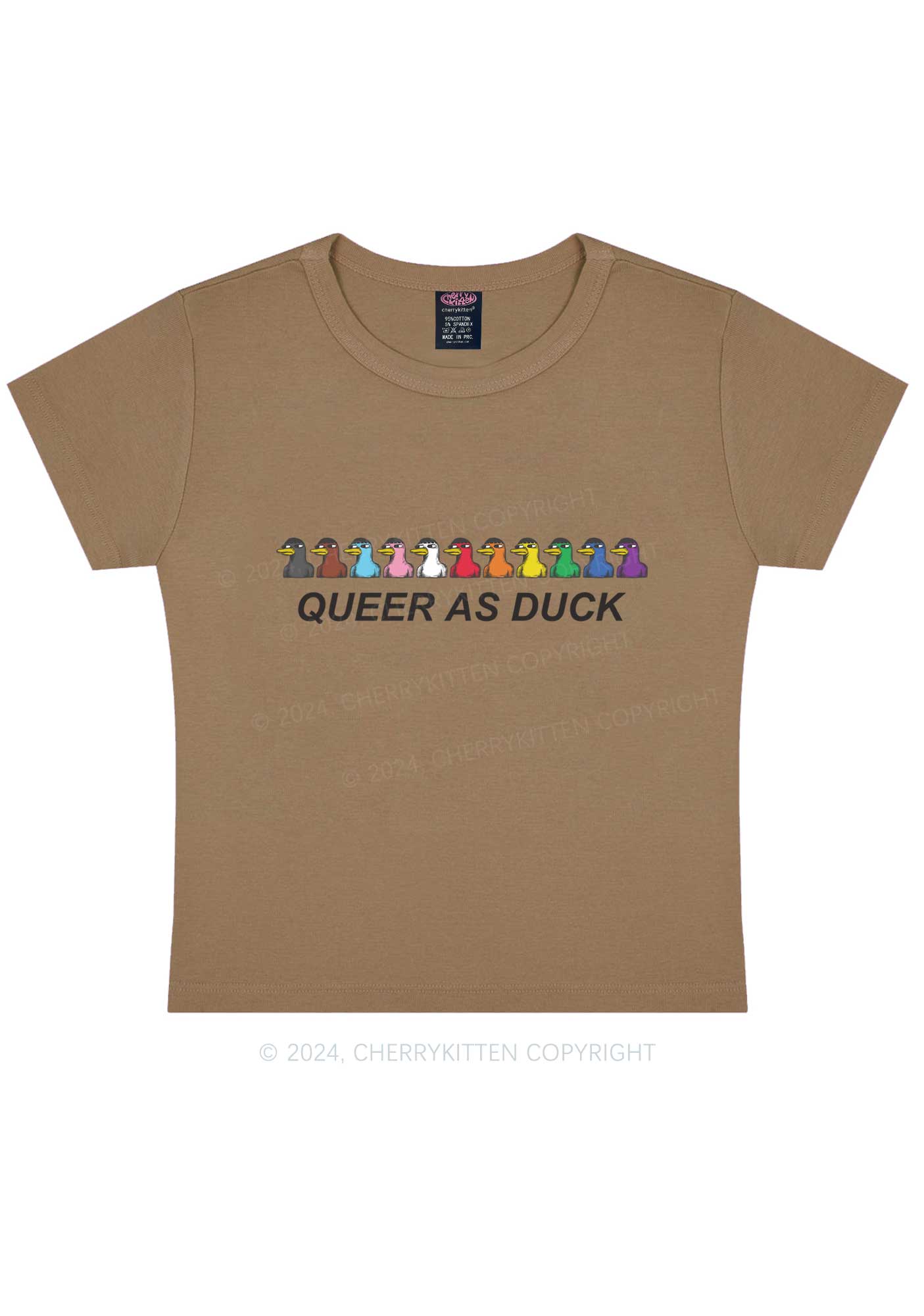 Queer As Duck Y2K Baby Tee Cherrykitten - Image 11