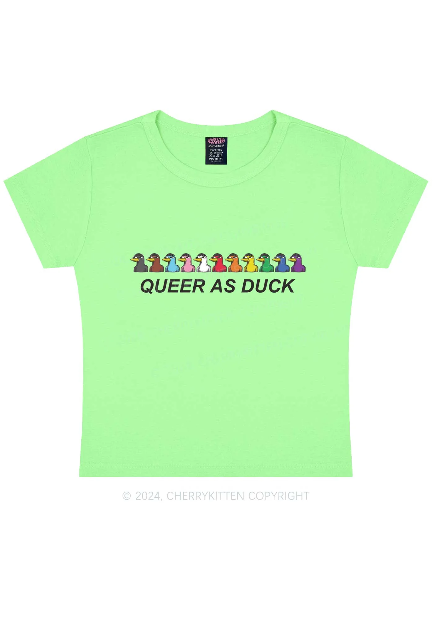 Queer As Duck Y2K Baby Tee Cherrykitten - Image 12