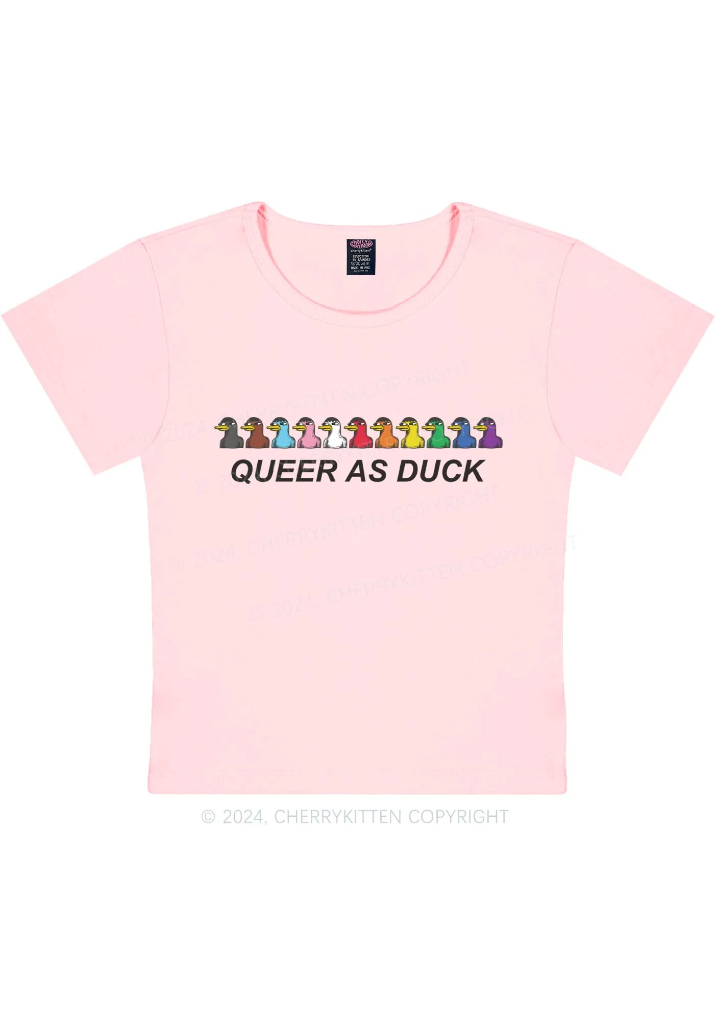 Queer As Duck Y2K Baby Tee Cherrykitten - Image 9