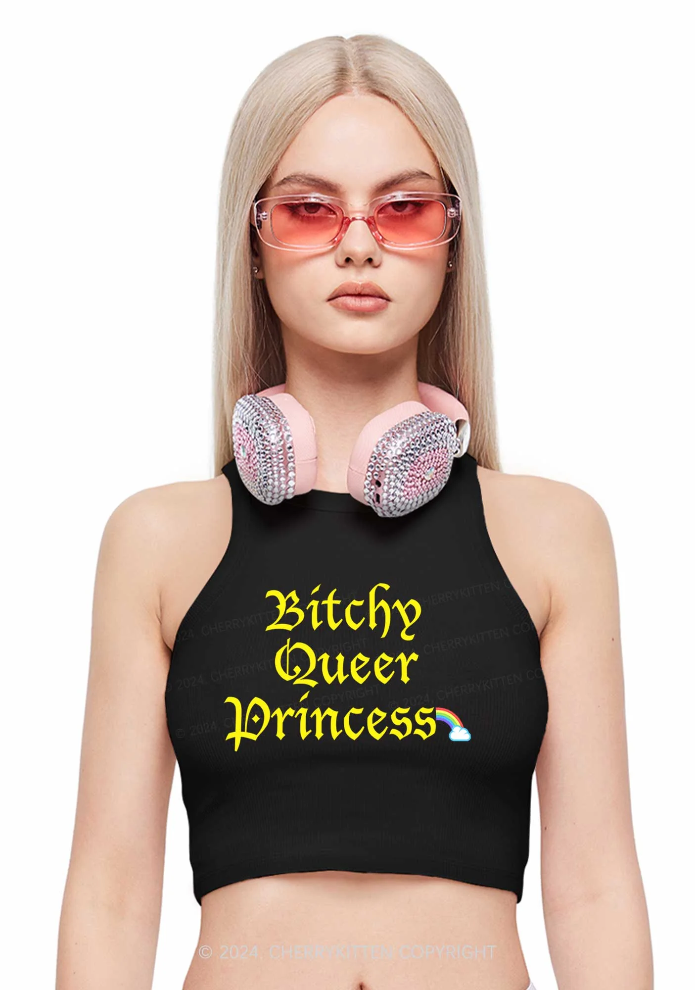 Queer Princess Y2K Crop Tank Top Cherrykitten - Image 2