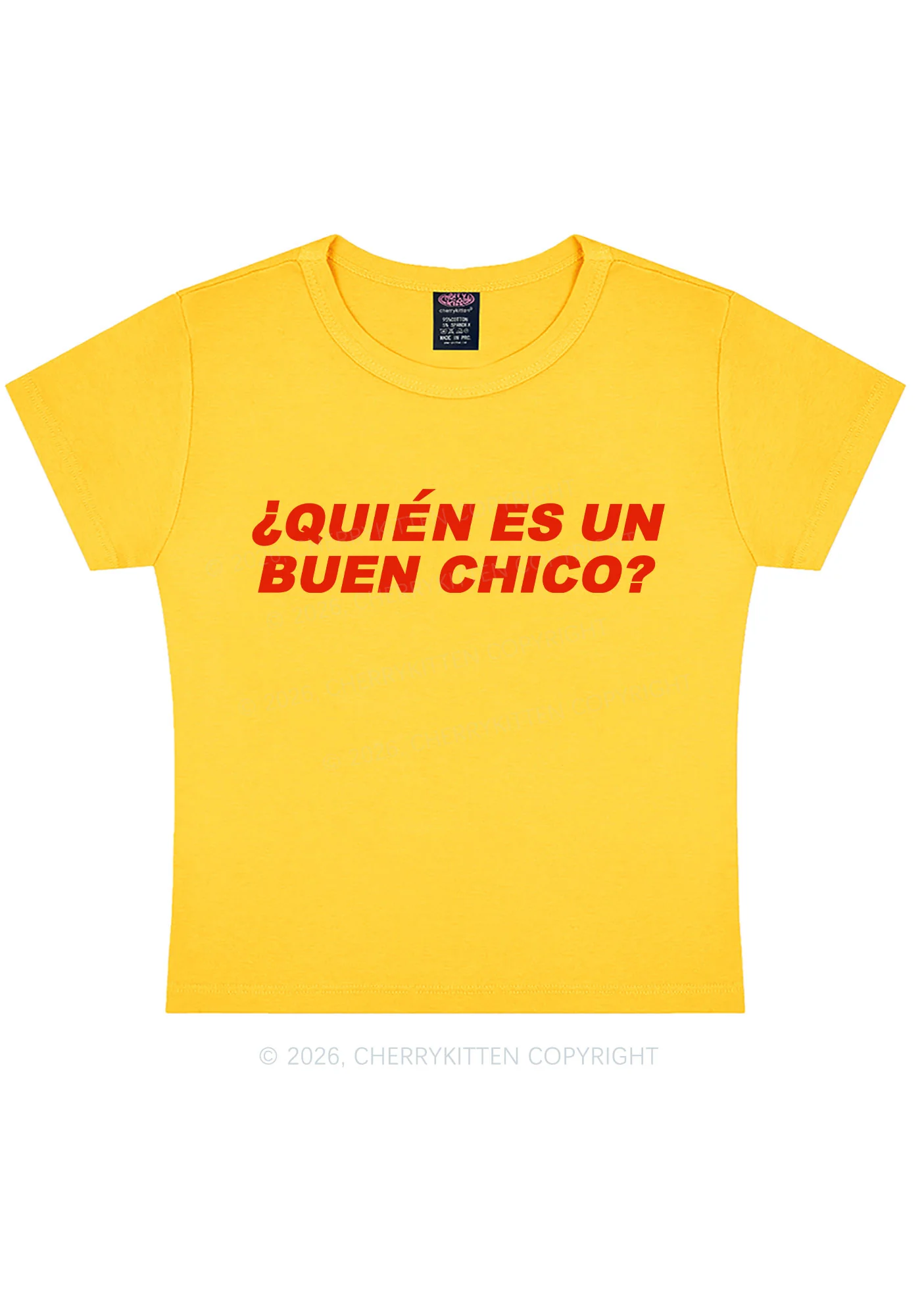 Quien Es Un Buen Chico Y2K Baby Tee Cherrykitten - Image 3