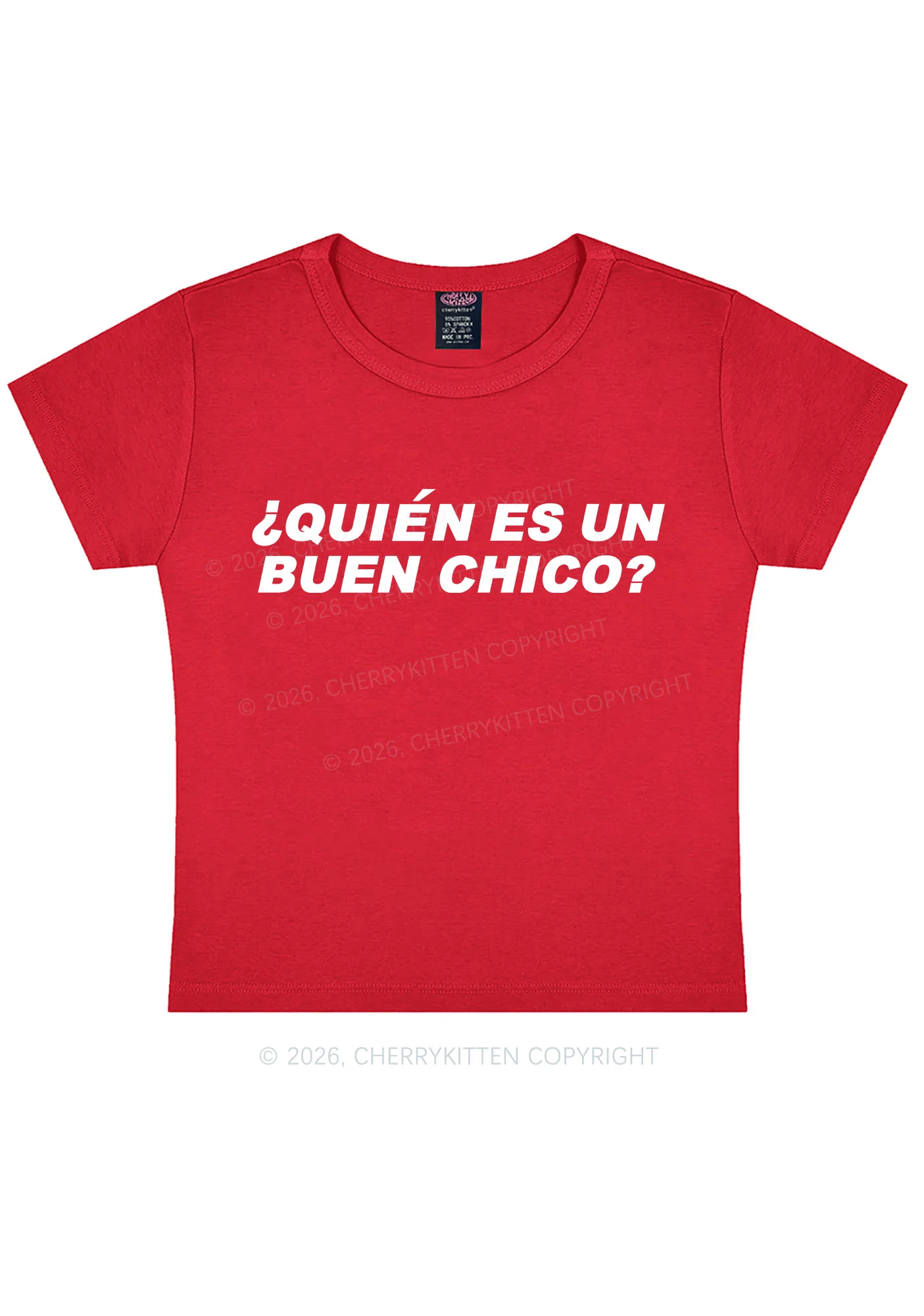 Quien Es Un Buen Chico Y2K Baby Tee Cherrykitten - Image 4