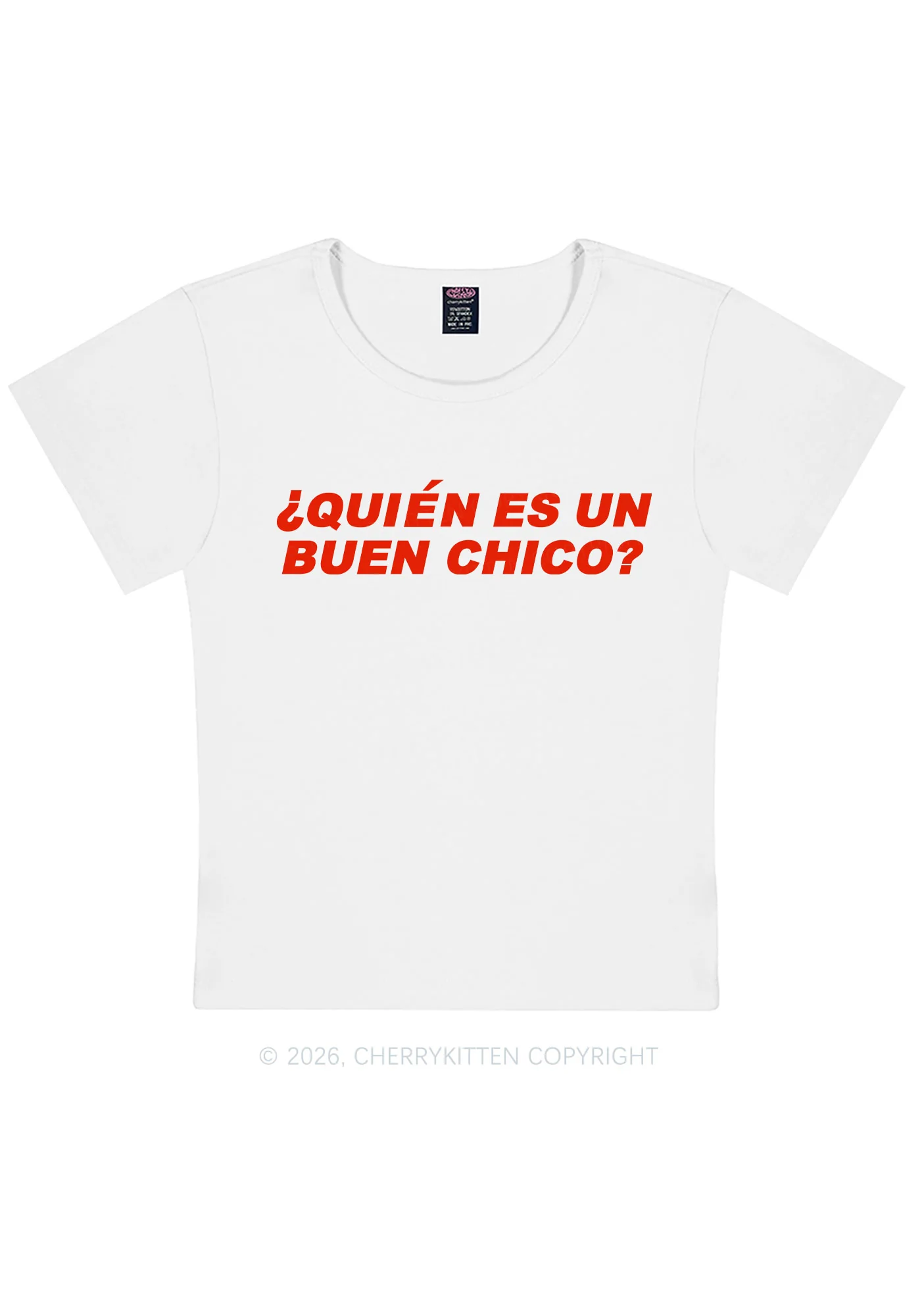 Quien Es Un Buen Chico Y2K Baby Tee Cherrykitten - Image 5