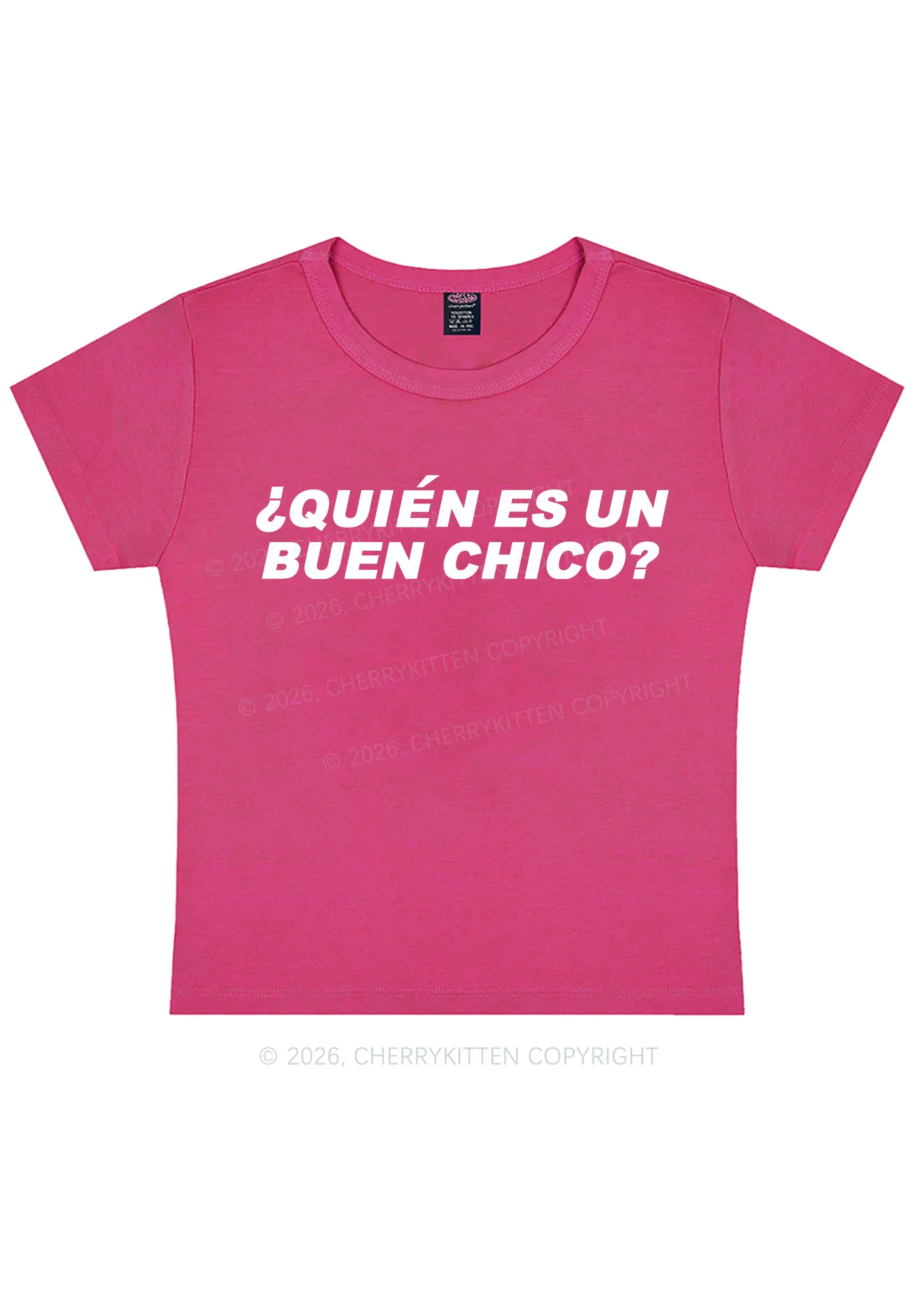 Quien Es Un Buen Chico Y2K Baby Tee Cherrykitten - Image 6