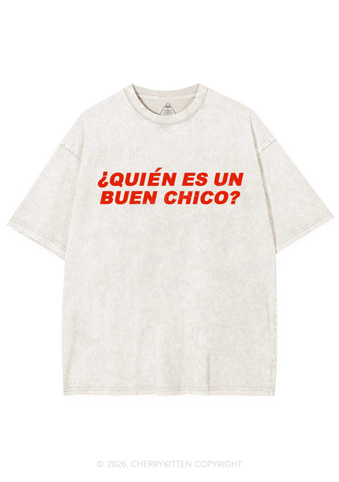 Quien Es Un Buen Chico Y2K Shirts Washed Tee Cherrykitten - Image 5