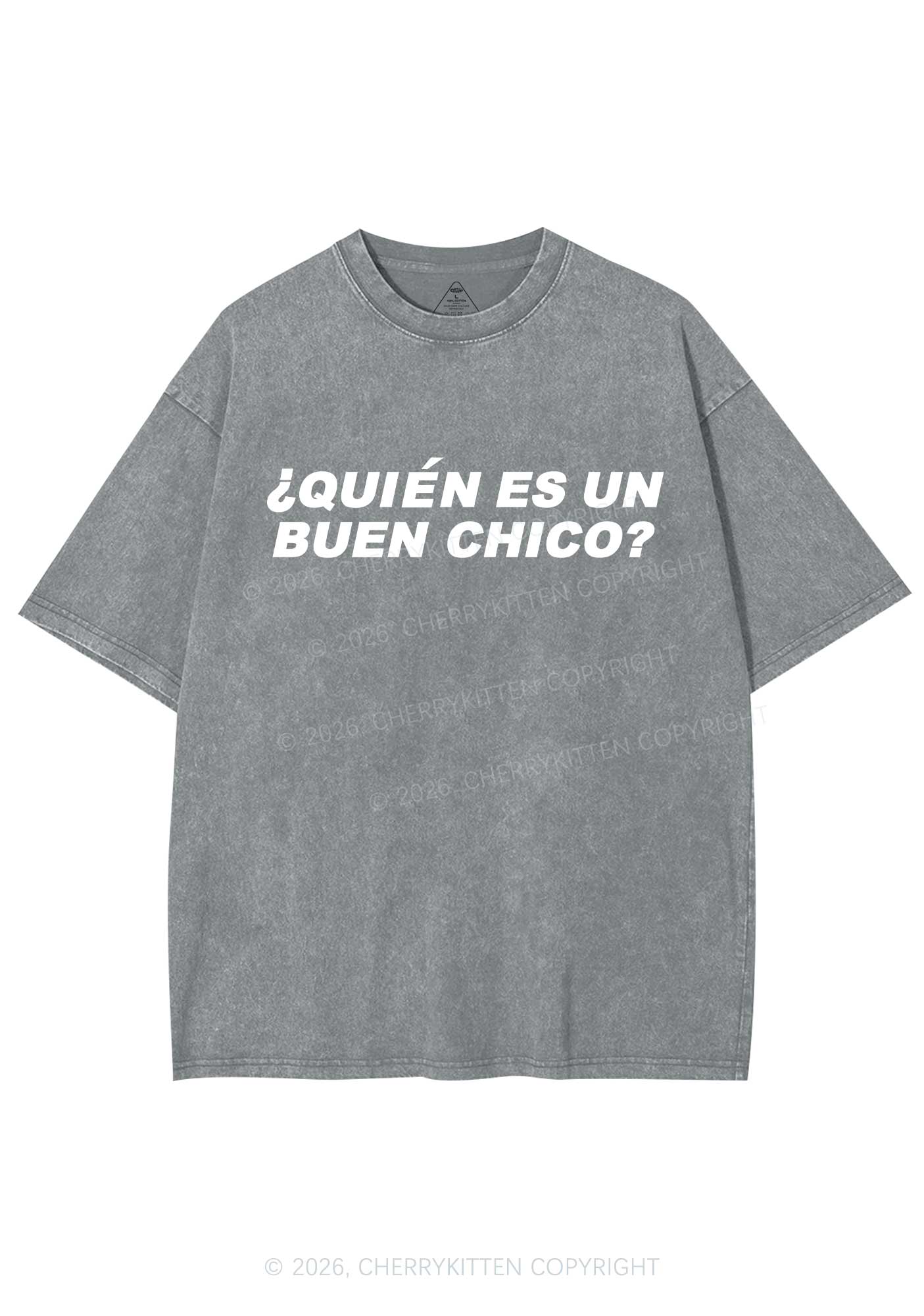 Quien Es Un Buen Chico Y2K Shirts Washed Tee Cherrykitten - Image 8