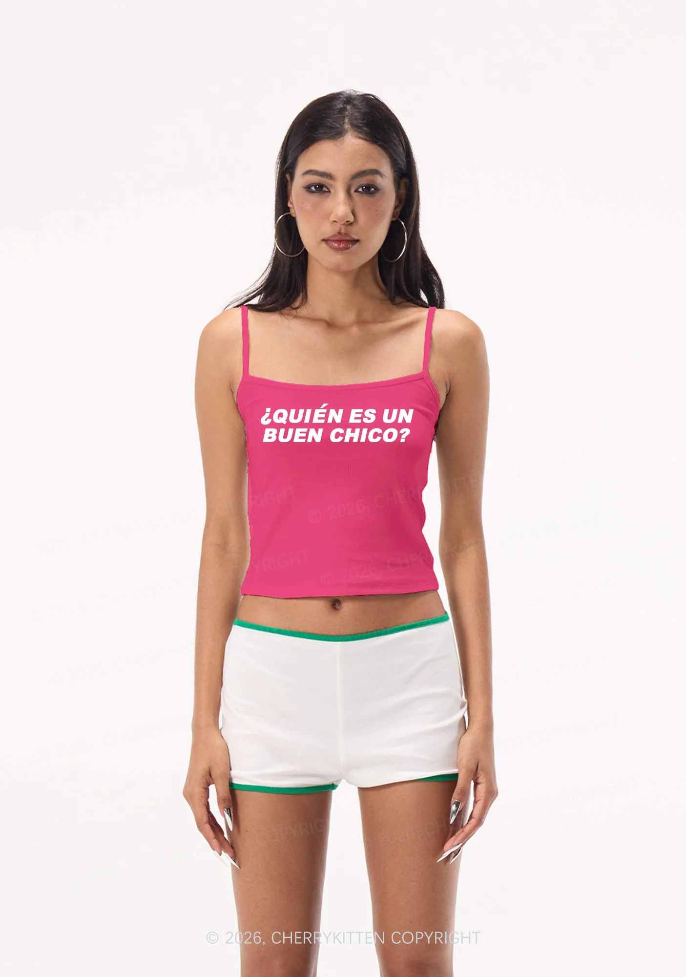 Quien Es Un Buen Chico Y2K Spaghetti Strap Cami Cherrykitten - Image 2