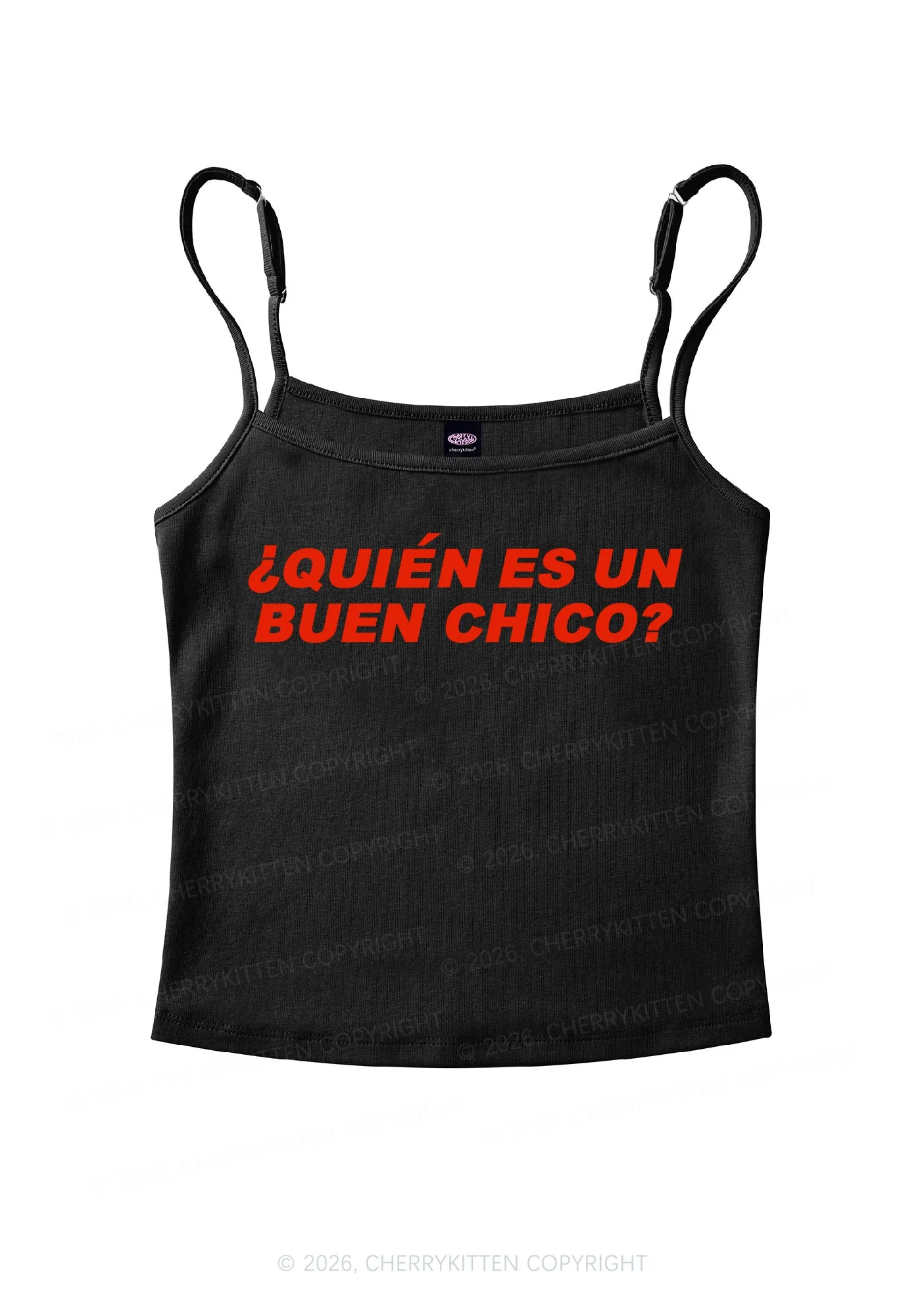 Quien Es Un Buen Chico Y2K Spaghetti Strap Cami Cherrykitten - Image 3