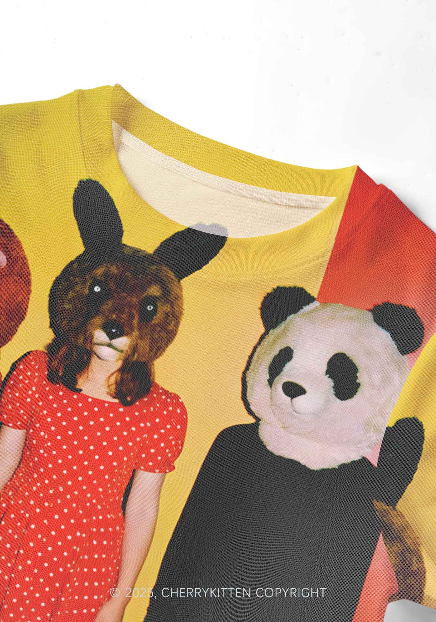Rabbit Mask Girl Y2K Mesh Crop Top Cherrykitten - Image 2