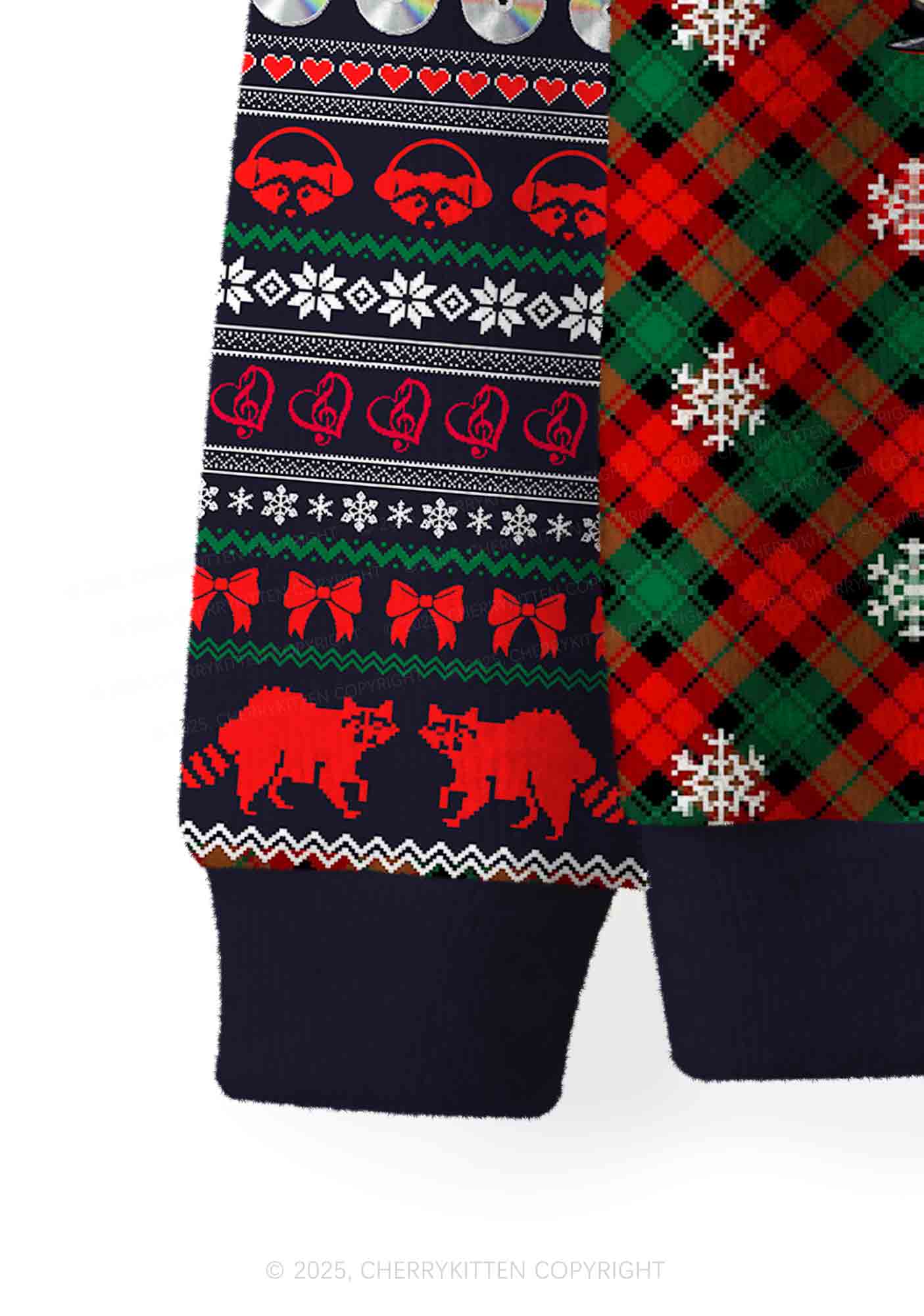Raccoon Concert Y2K Christmas Cardigan Knit Sweatshirt Cherrykitten - Image 4