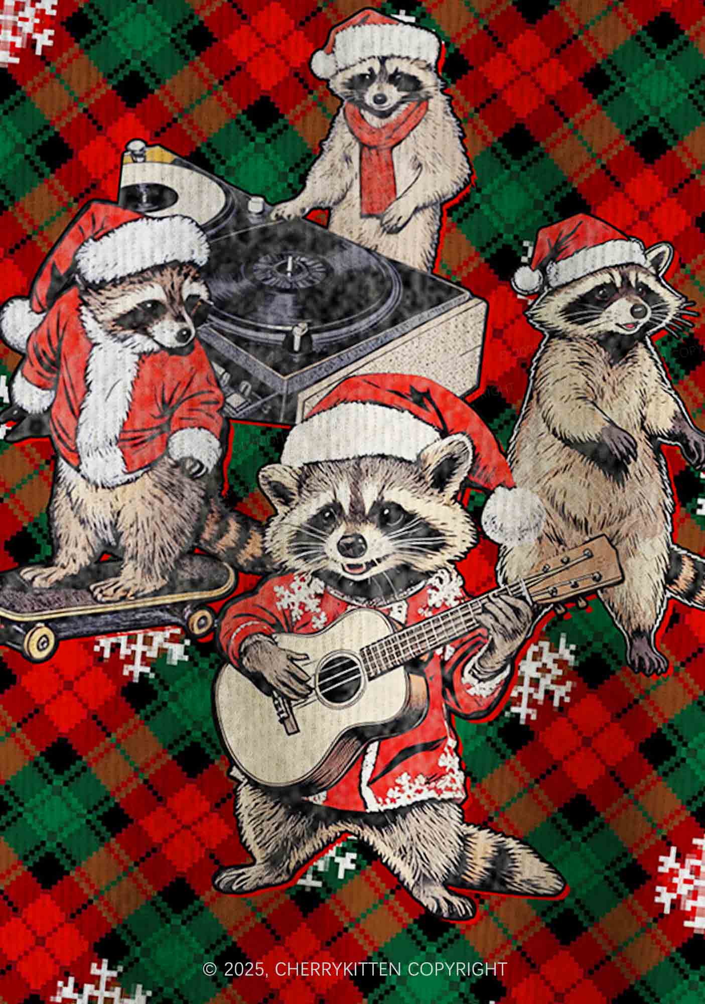 Raccoon Concert Y2K Christmas Cardigan Knit Sweatshirt Cherrykitten - Image 5