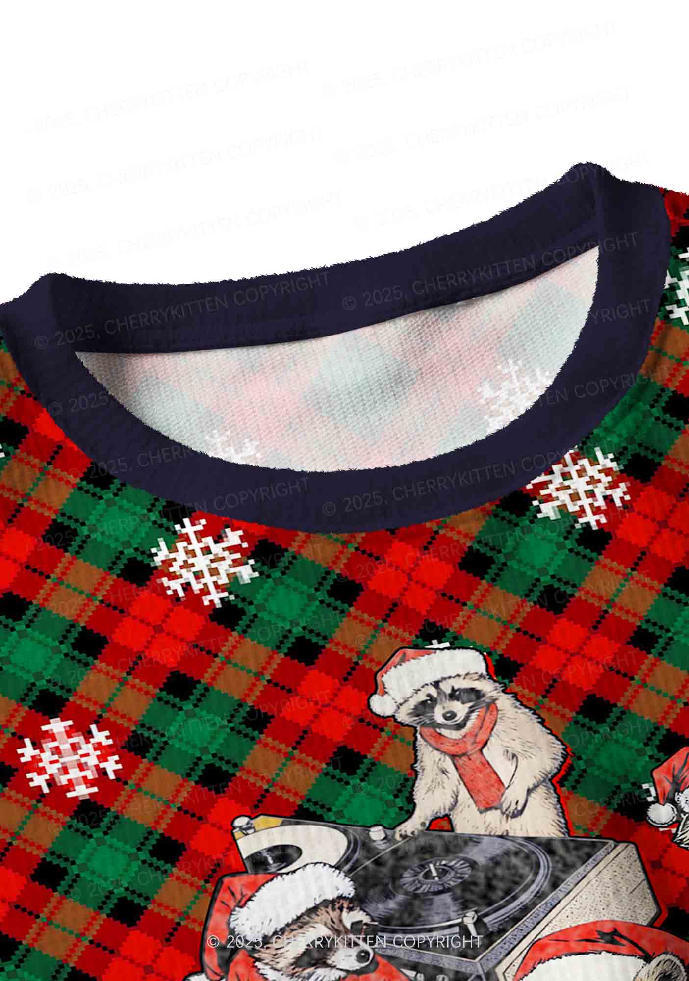 Raccoon Concert Y2K Christmas Crop Knit Sweatshirt Cherrykitten - Image 4