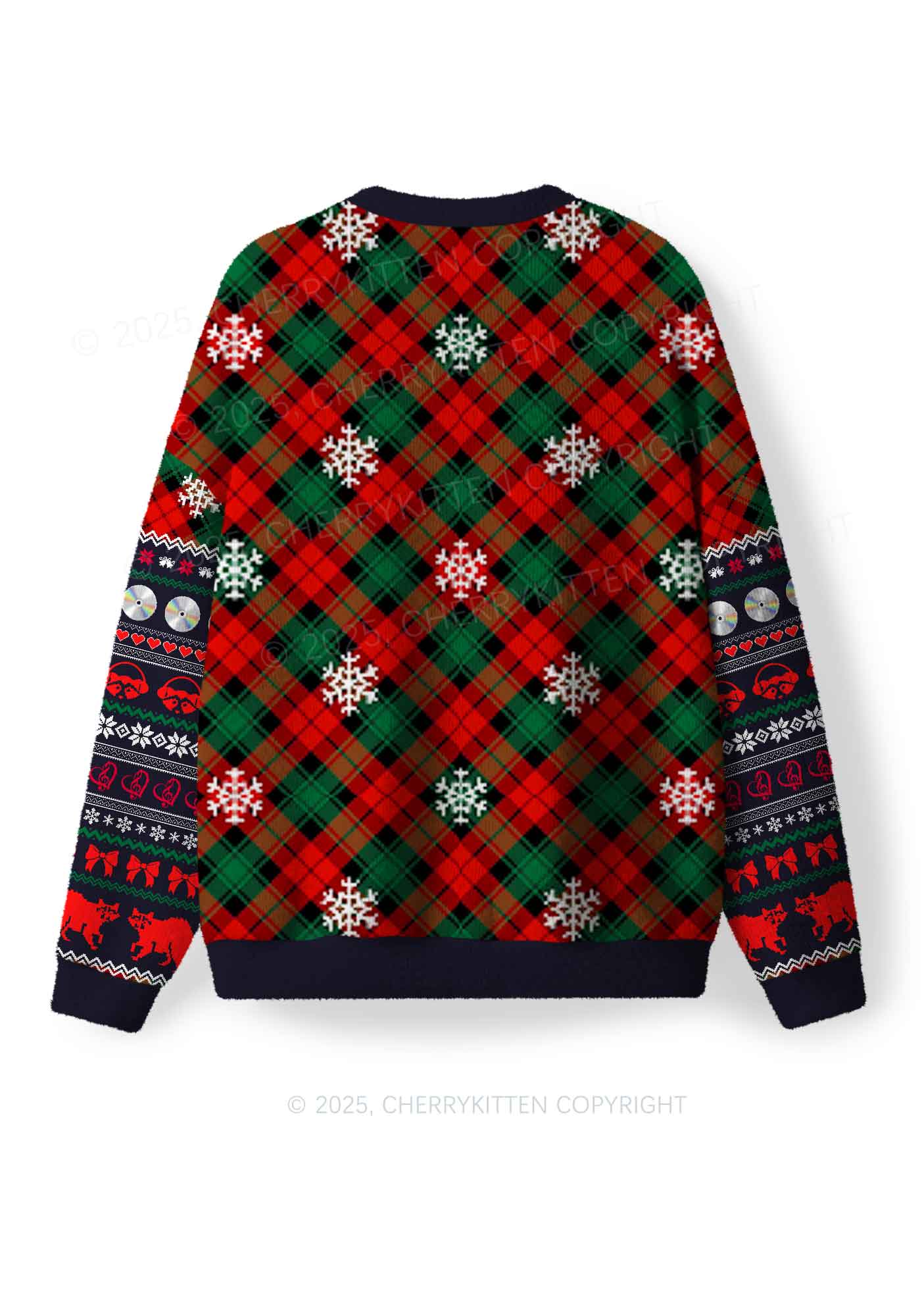 Raccoon Concert Y2K Christmas Knit Sweatshirt Cherrykitten - Image 3