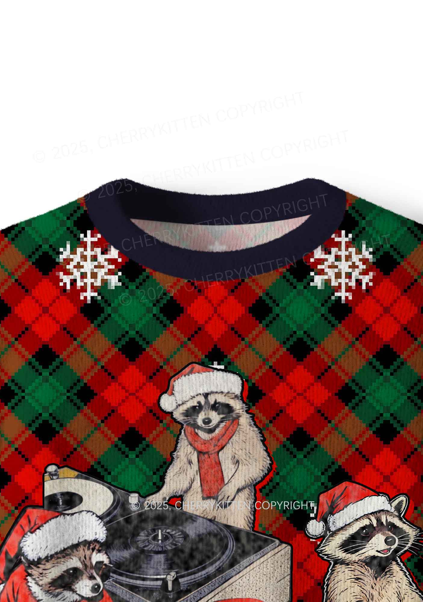 Raccoon Concert Y2K Christmas Knit Sweatshirt Cherrykitten - Image 5